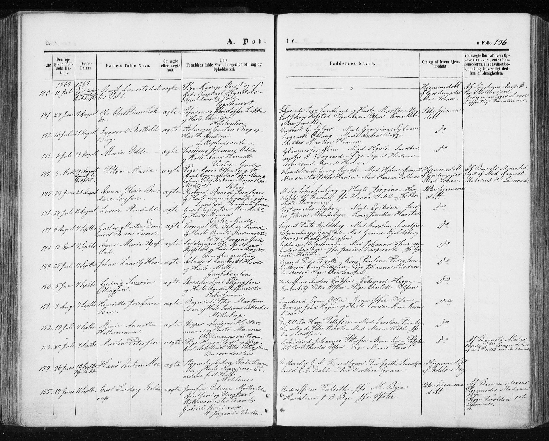 Ministerialprotokoller, klokkerbøker og fødselsregistre - Sør-Trøndelag, SAT/A-1456/601/L0053: Ministerialbok nr. 601A21, 1857-1865, s. 136