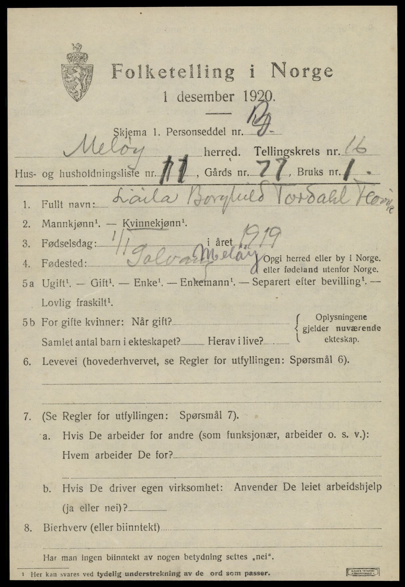 SAT, Folketelling 1920 for 1837 Meløy herred, 1920, s. 10379