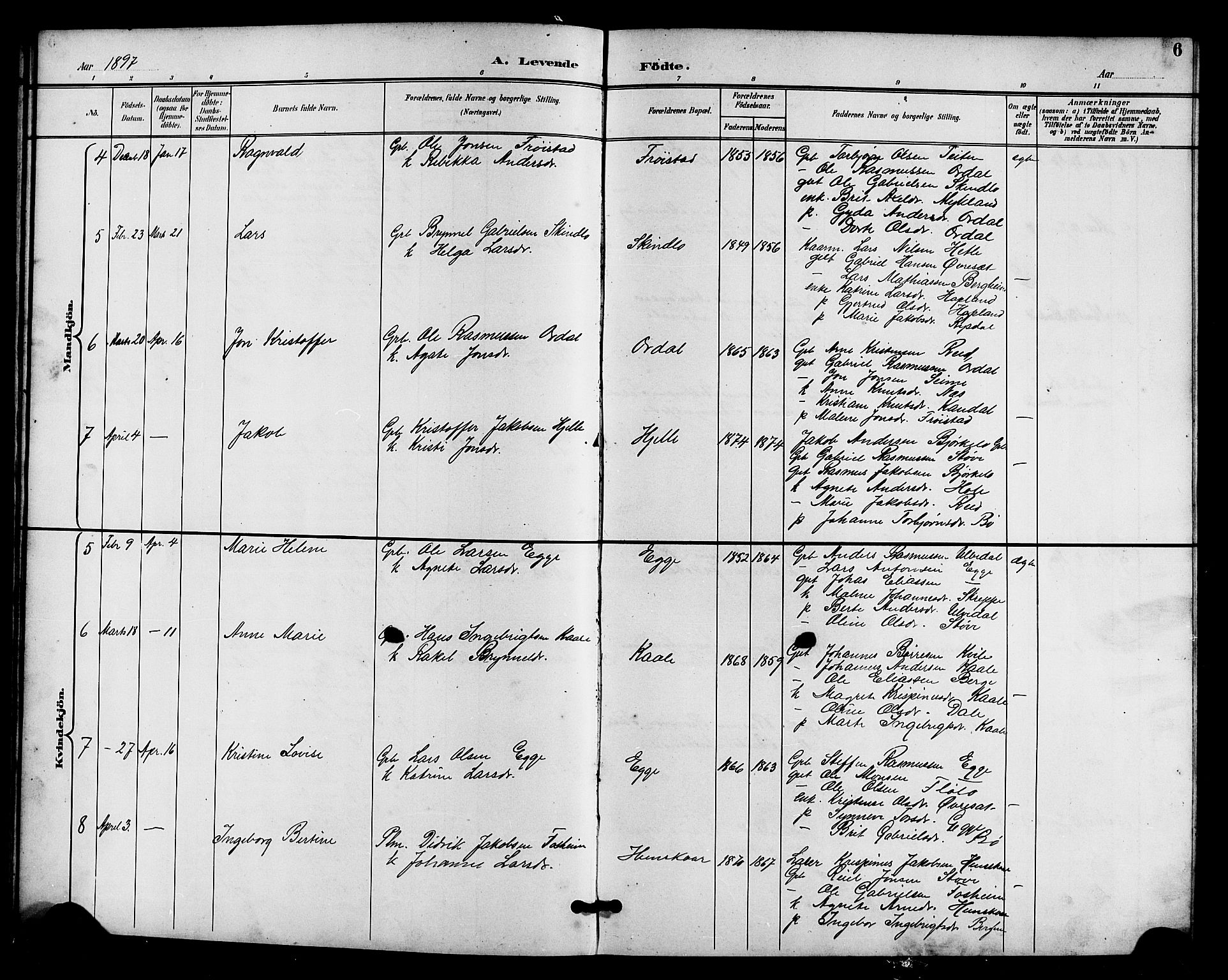 Gloppen sokneprestembete, AV/SAB-A-80101/H/Hab/Habc/L0002: Klokkerbok nr. C 2, 1896-1910, s. 6