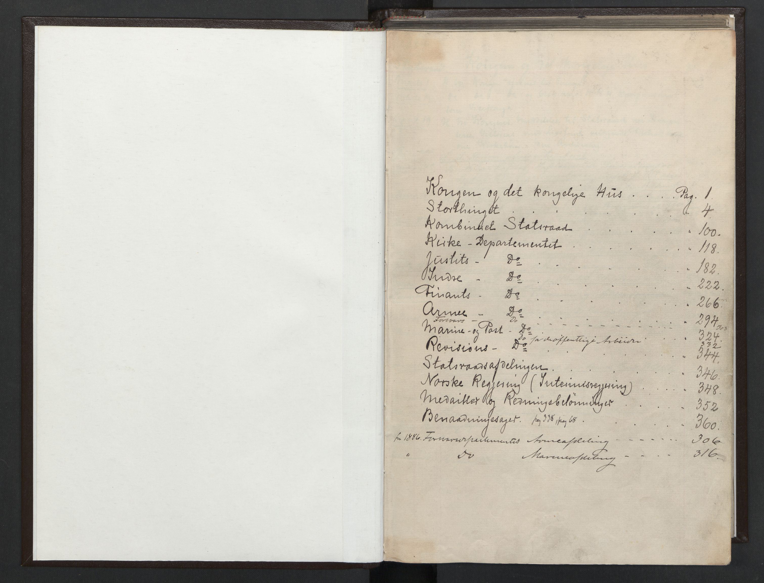 Statsrådsavdelingen i Stockholm, AV/RA-S-1003/C/Ca/L0016: Det norske Statsraads Journal- og Hovedprotokollregister, 1883-1887