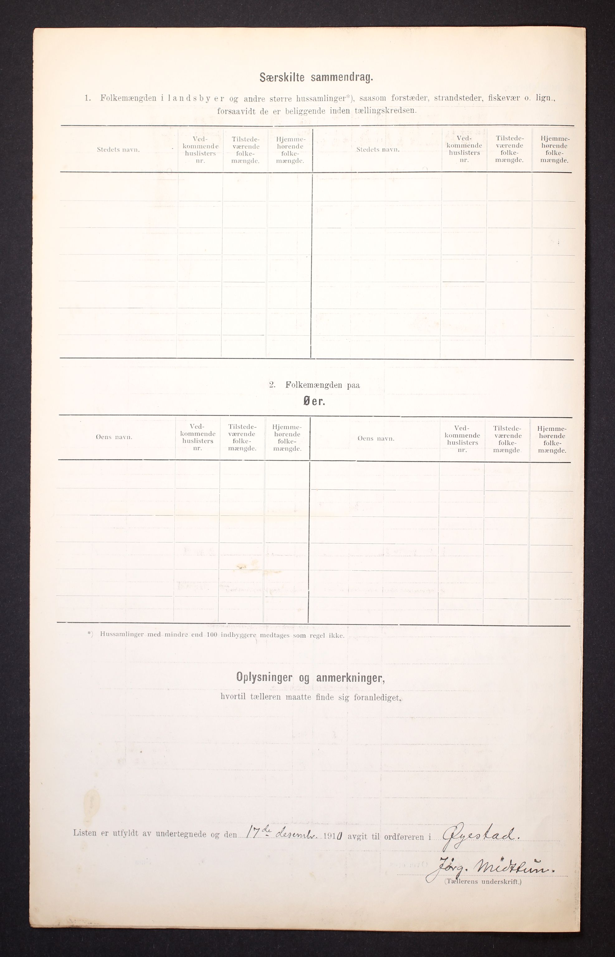 RA, Folketelling 1910 for 0920 Øyestad herred, 1910, s. 12