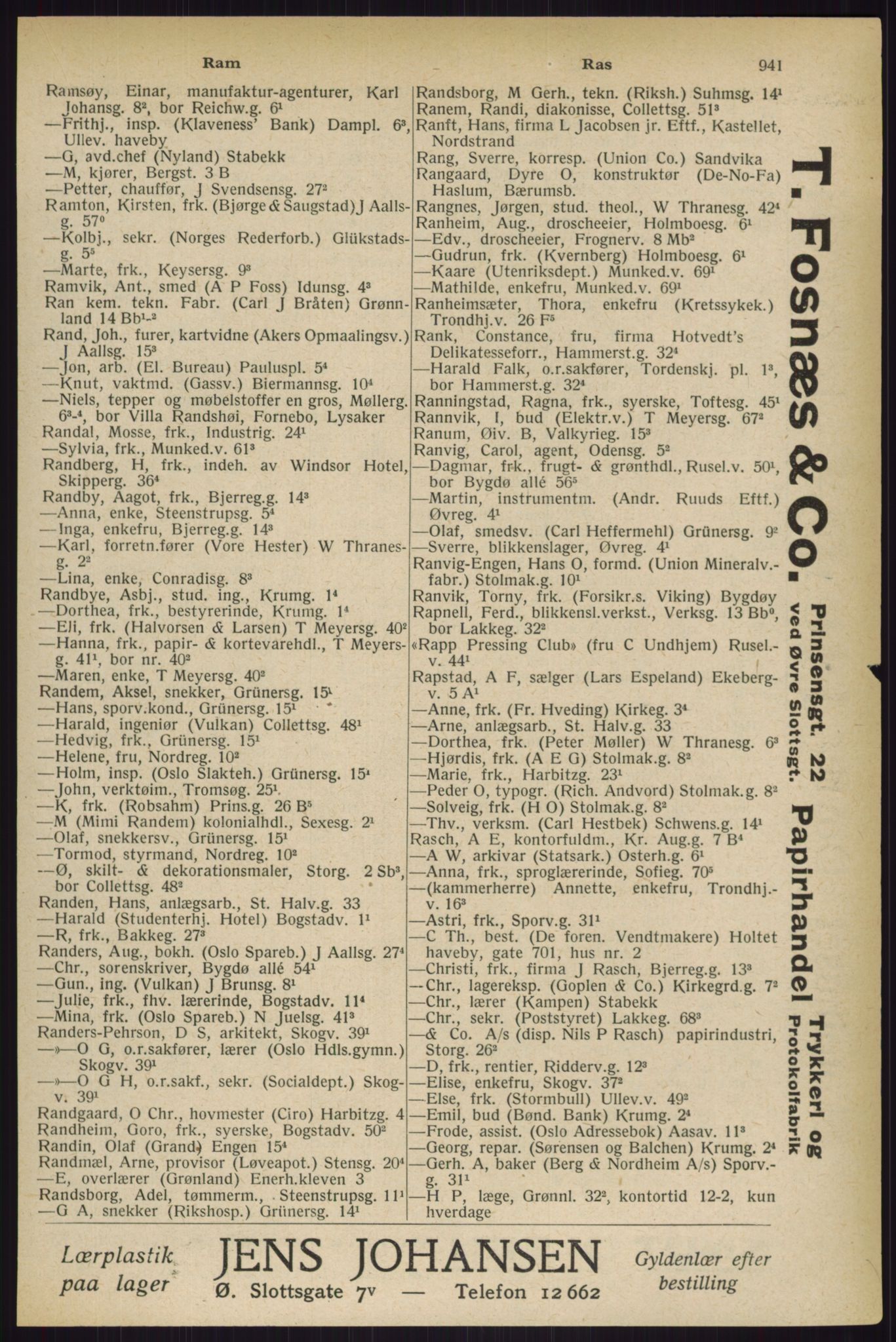 Kristiania/Oslo adressebok, PUBL/-, 1927, s. 941