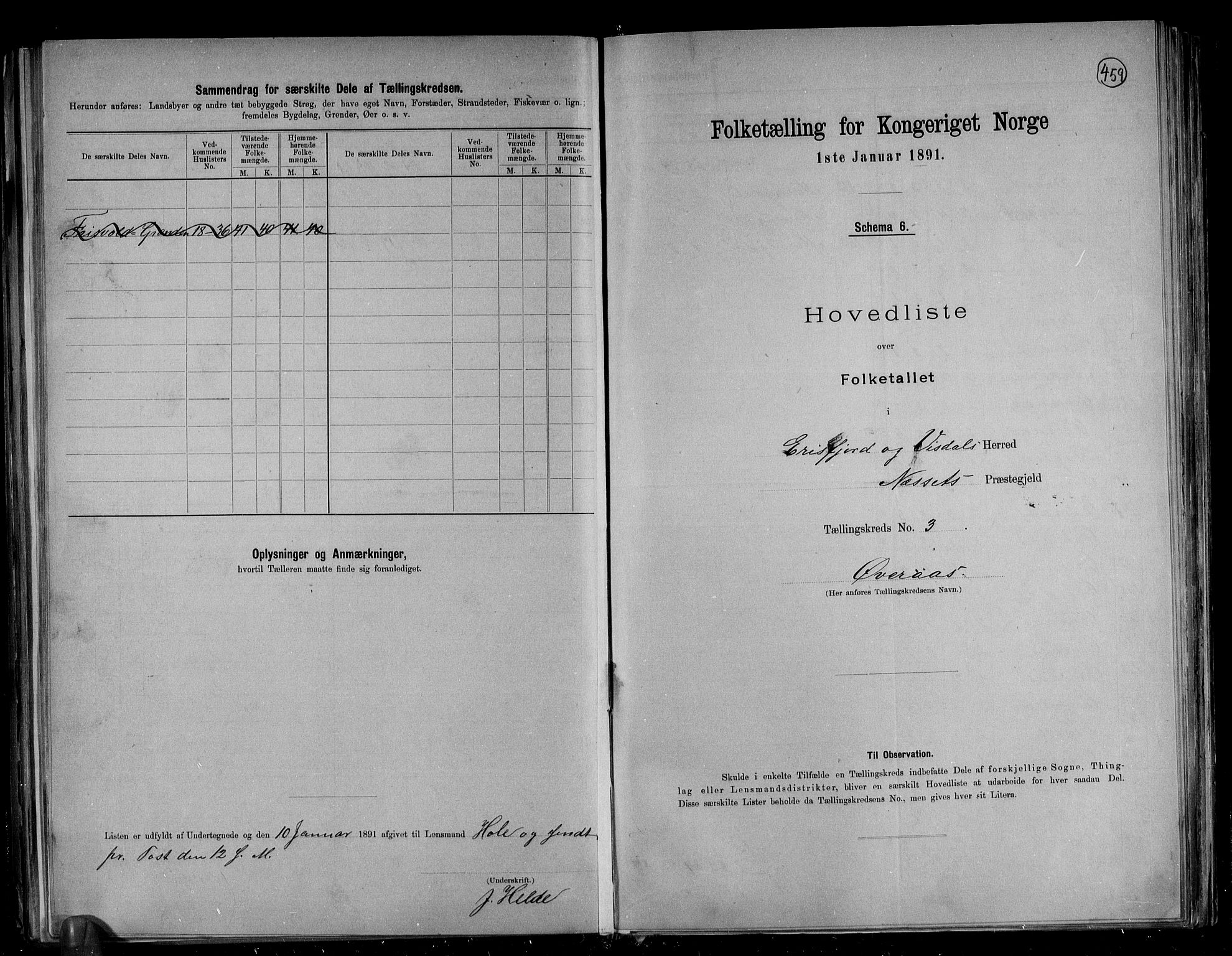 RA, Folketelling 1891 for 1542 Eresfjord og Vistdal herred, 1891, s. 8