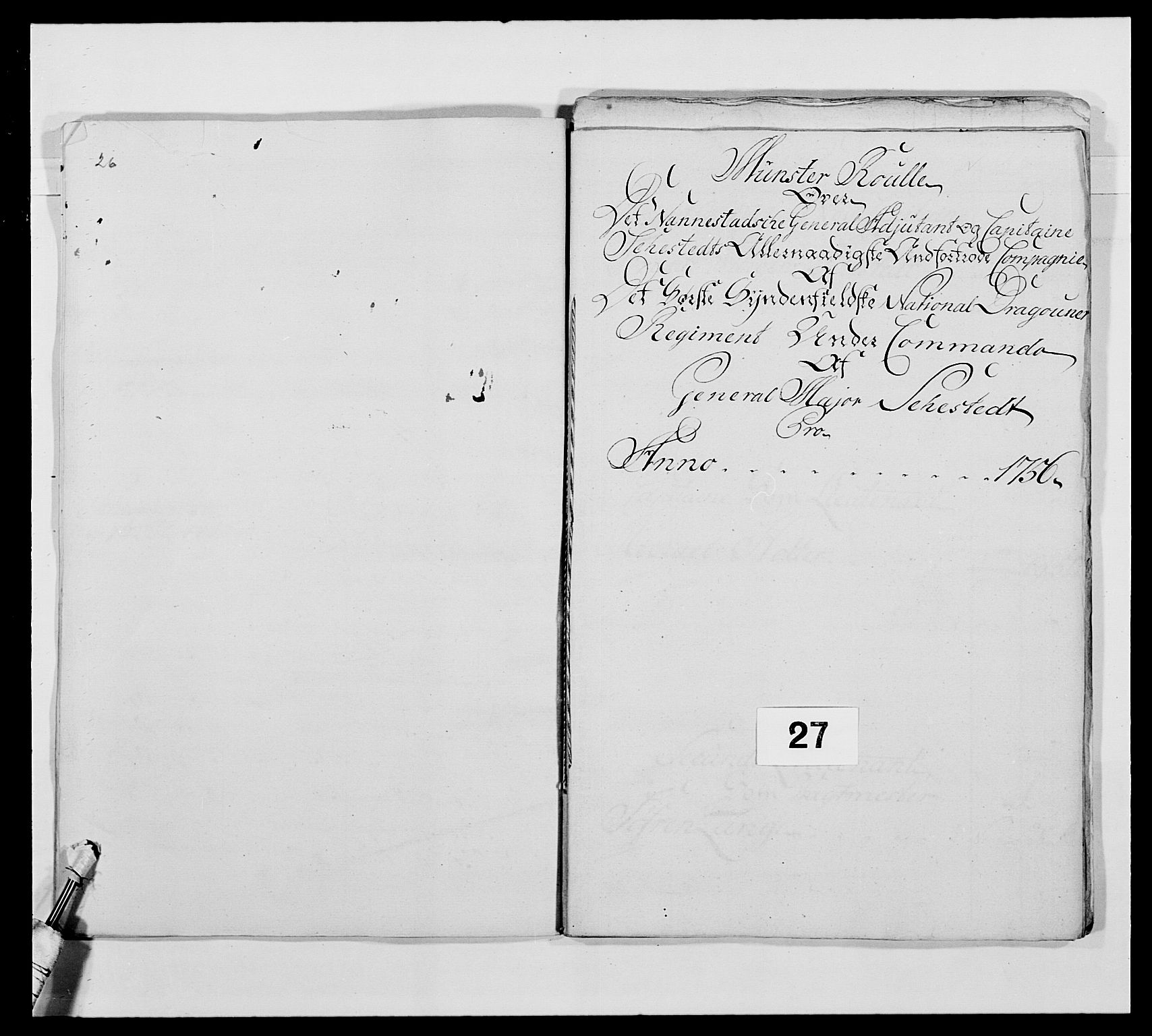 Kommanderende general (KG I) med Det norske krigsdirektorium, AV/RA-EA-5419/E/Ea/L0475: 1. Sønnafjelske dragonregiment, 1663-1759, s. 459