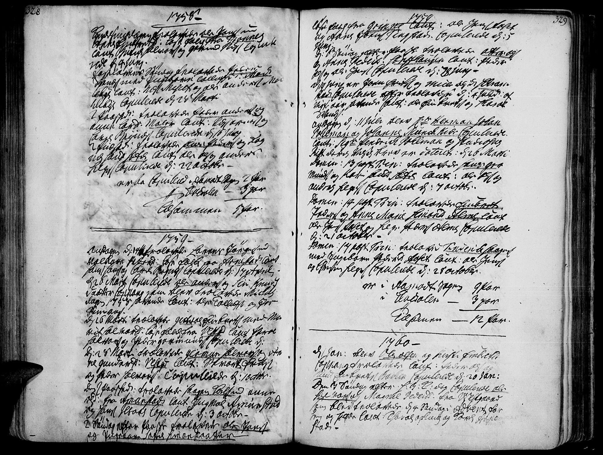 Åmot prestekontor, Hedmark, AV/SAH-PREST-056/H/Ha/Haa/L0002: Ministerialbok nr. 2, 1734-1779, s. 328-329