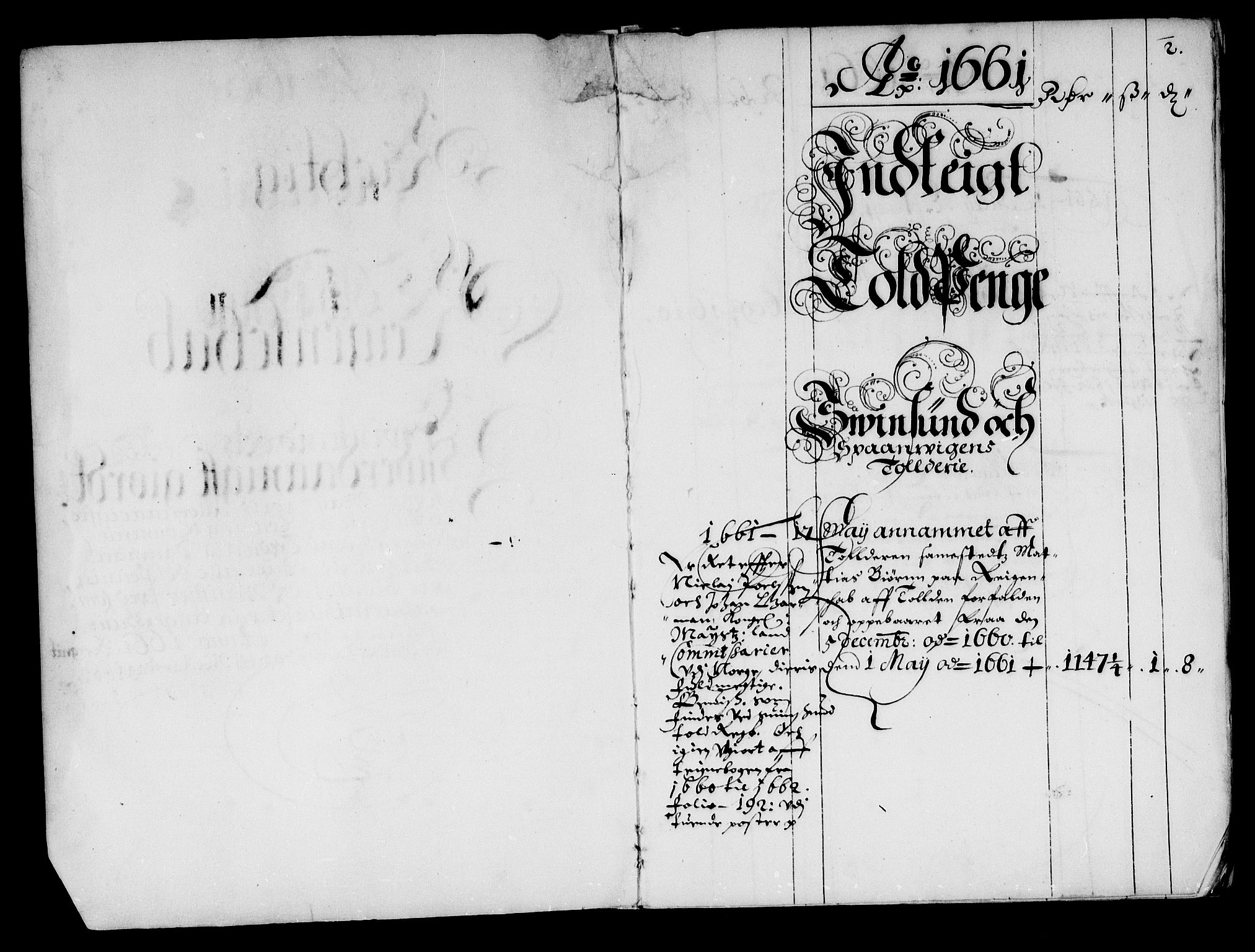 Rentekammeret inntil 1814, Reviderte regnskaper, Stiftamtstueregnskaper, Landkommissariatet på Akershus og Akershus stiftamt, AV/RA-EA-5869/R/Ra/L0001: Landkommissariatet på Akershus, 1661