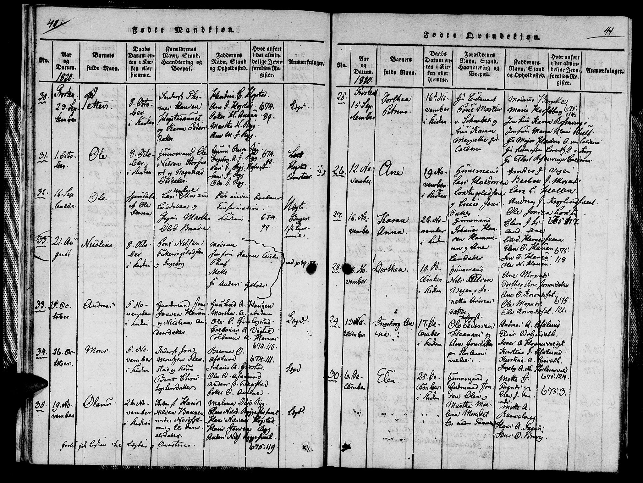 Ministerialprotokoller, klokkerbøker og fødselsregistre - Nord-Trøndelag, AV/SAT-A-1458/713/L0112: Ministerialbok nr. 713A04 /1, 1817-1827, s. 40-41