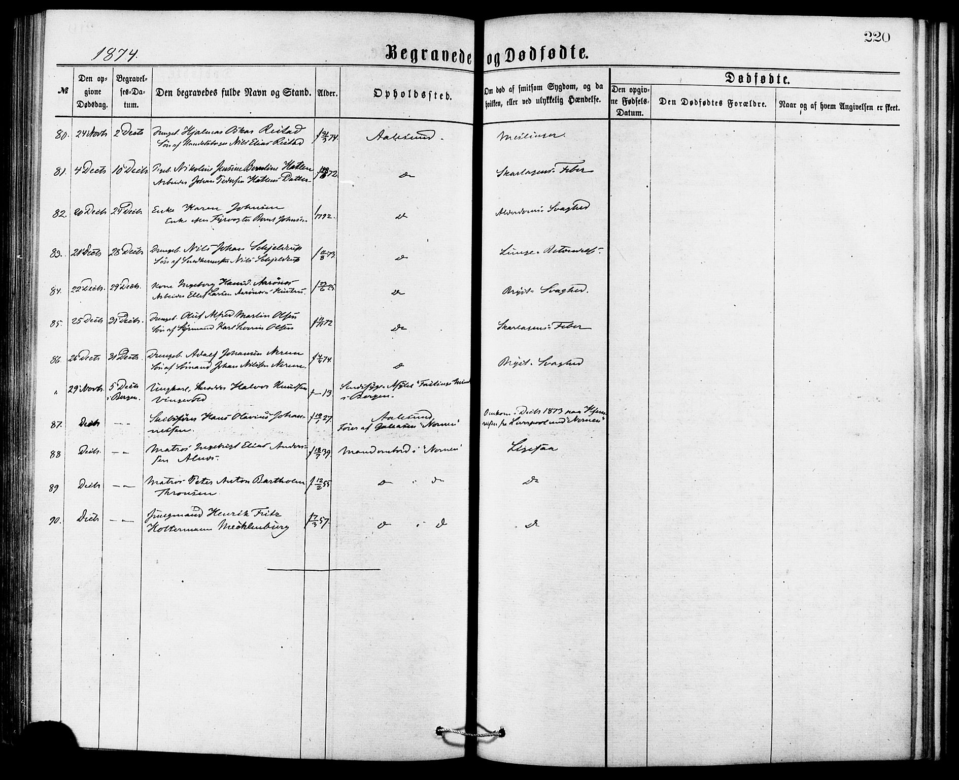 Ministerialprotokoller, klokkerbøker og fødselsregistre - Møre og Romsdal, SAT/A-1454/529/L0453: Ministerialbok nr. 529A03, 1872-1877, s. 220