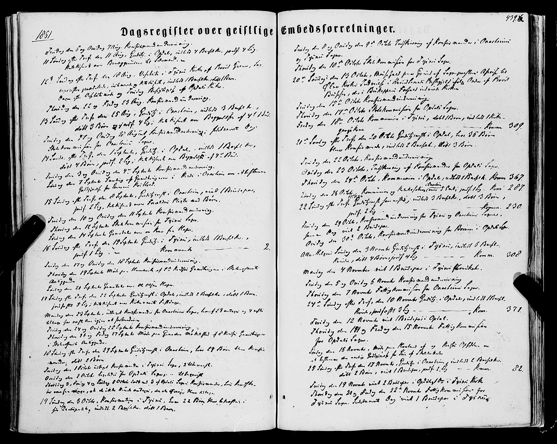 Tysnes sokneprestembete, SAB/A-78601/H/Haa: Ministerialbok nr. A 11, 1860-1871, s. 439