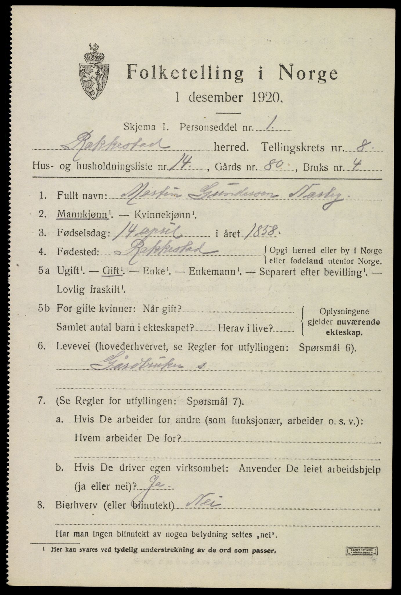 SAO, Folketelling 1920 for 0128 Rakkestad herred, 1920, s. 7391