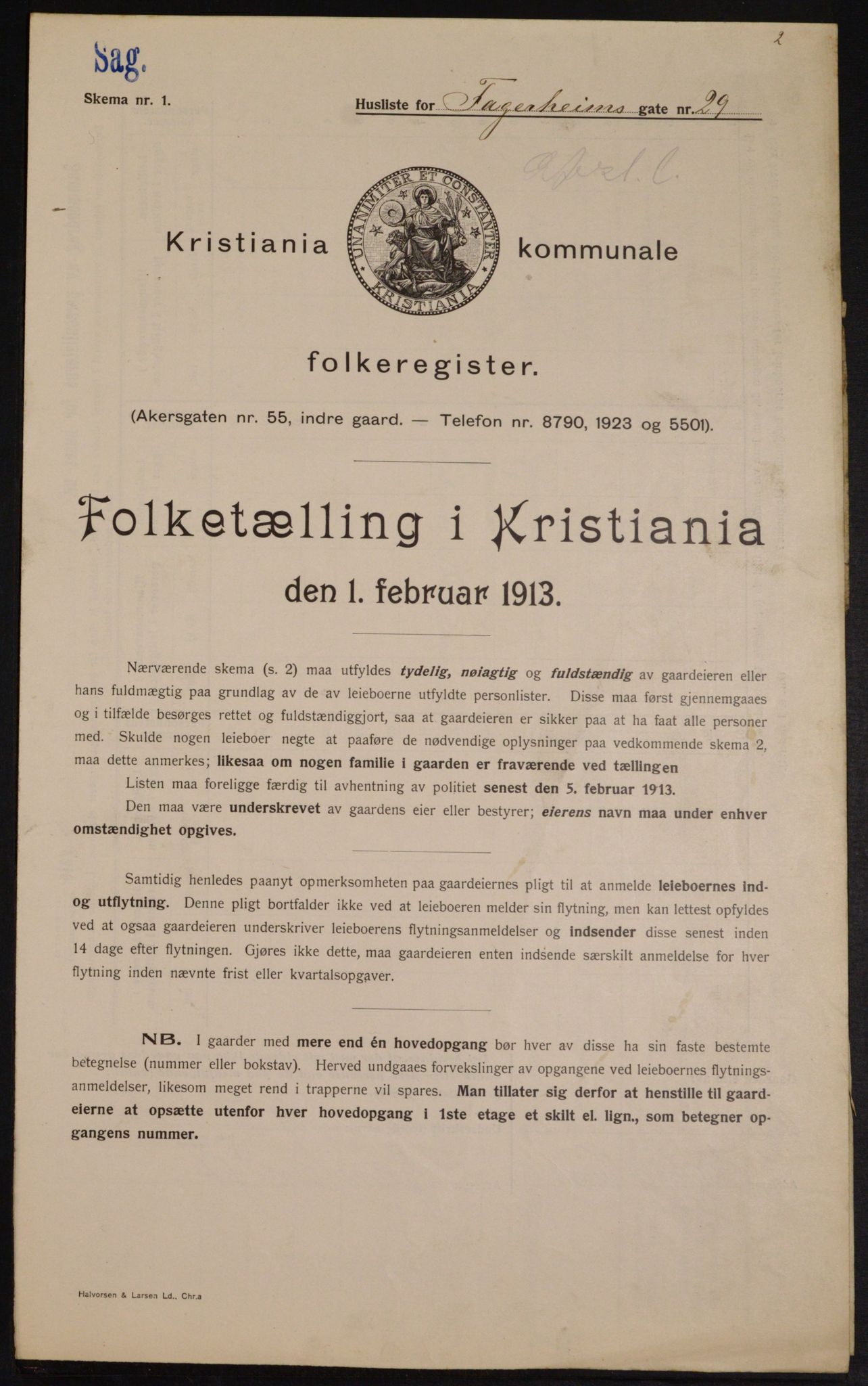 OBA, Kommunal folketelling 1.2.1913 for Kristiania, 1913, s. 23282