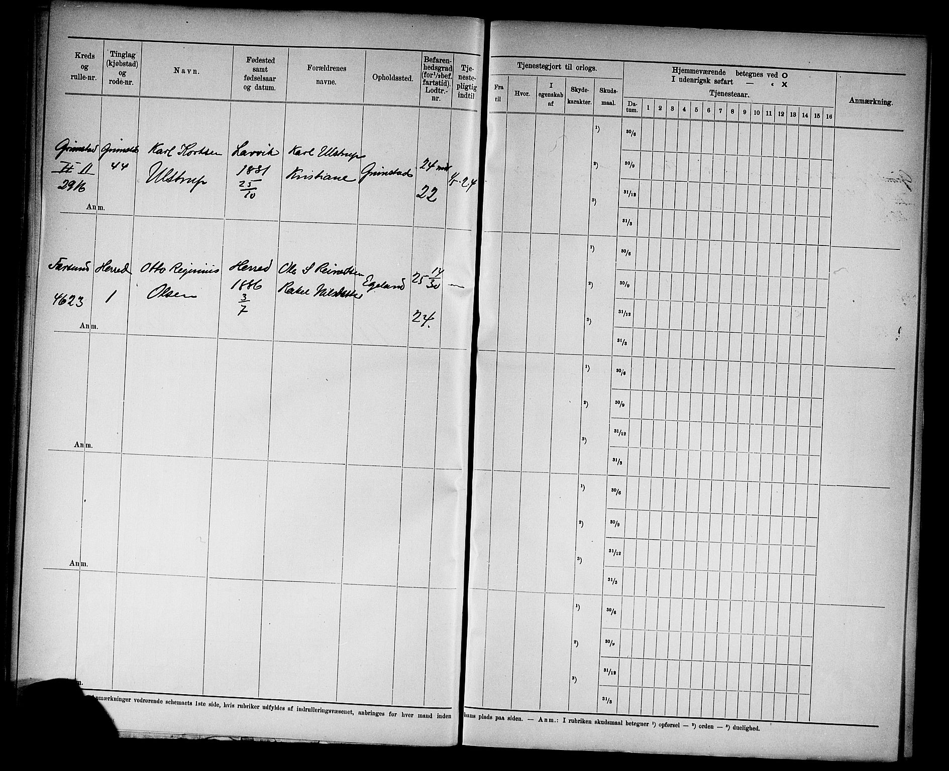 Kristiansand mønstringskrets, AV/SAK-2031-0015/F/Fd/L0010: Rulle sjøvernepliktige, C-10, 1908, s. 37