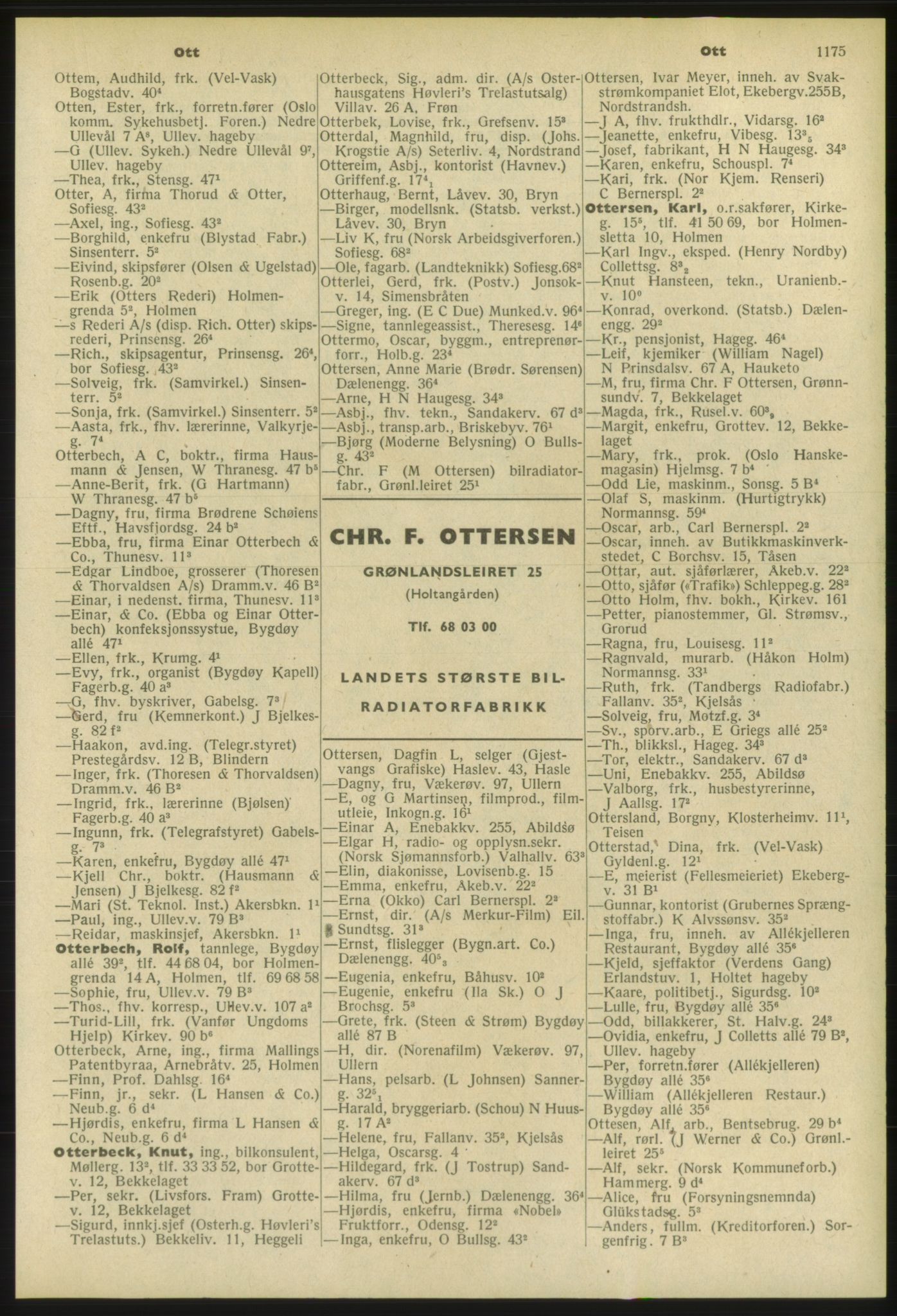 Kristiania/Oslo adressebok, PUBL/-, 1953, s. 1175