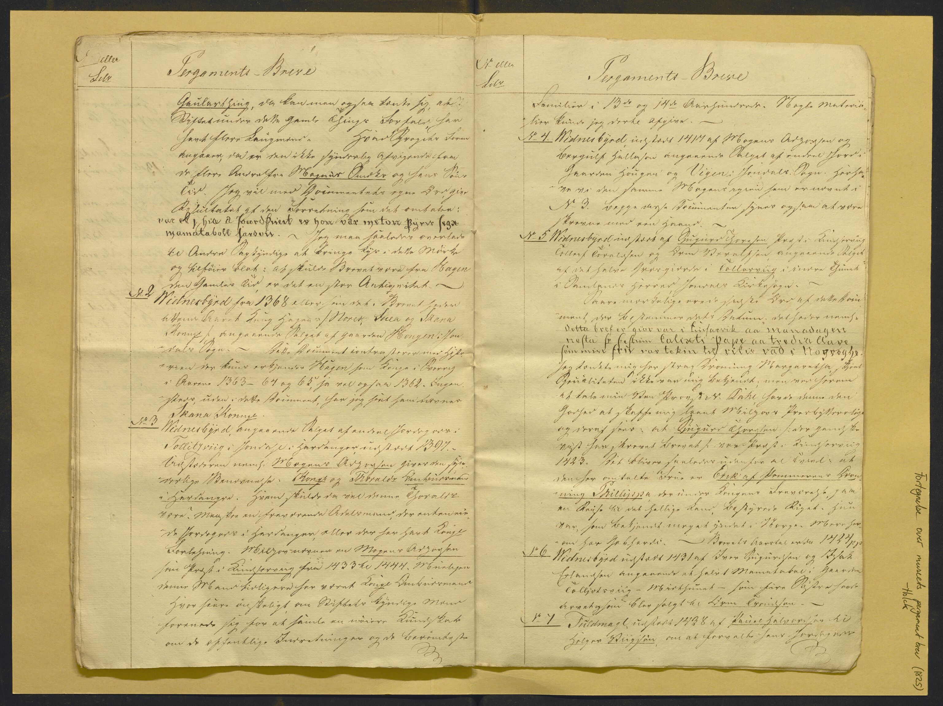 Bergens Museum, AV/SAB-A-17301/02/F/L0001: Kataloger over gjenstander og pergamentbrev , 1825-1880, s. 9