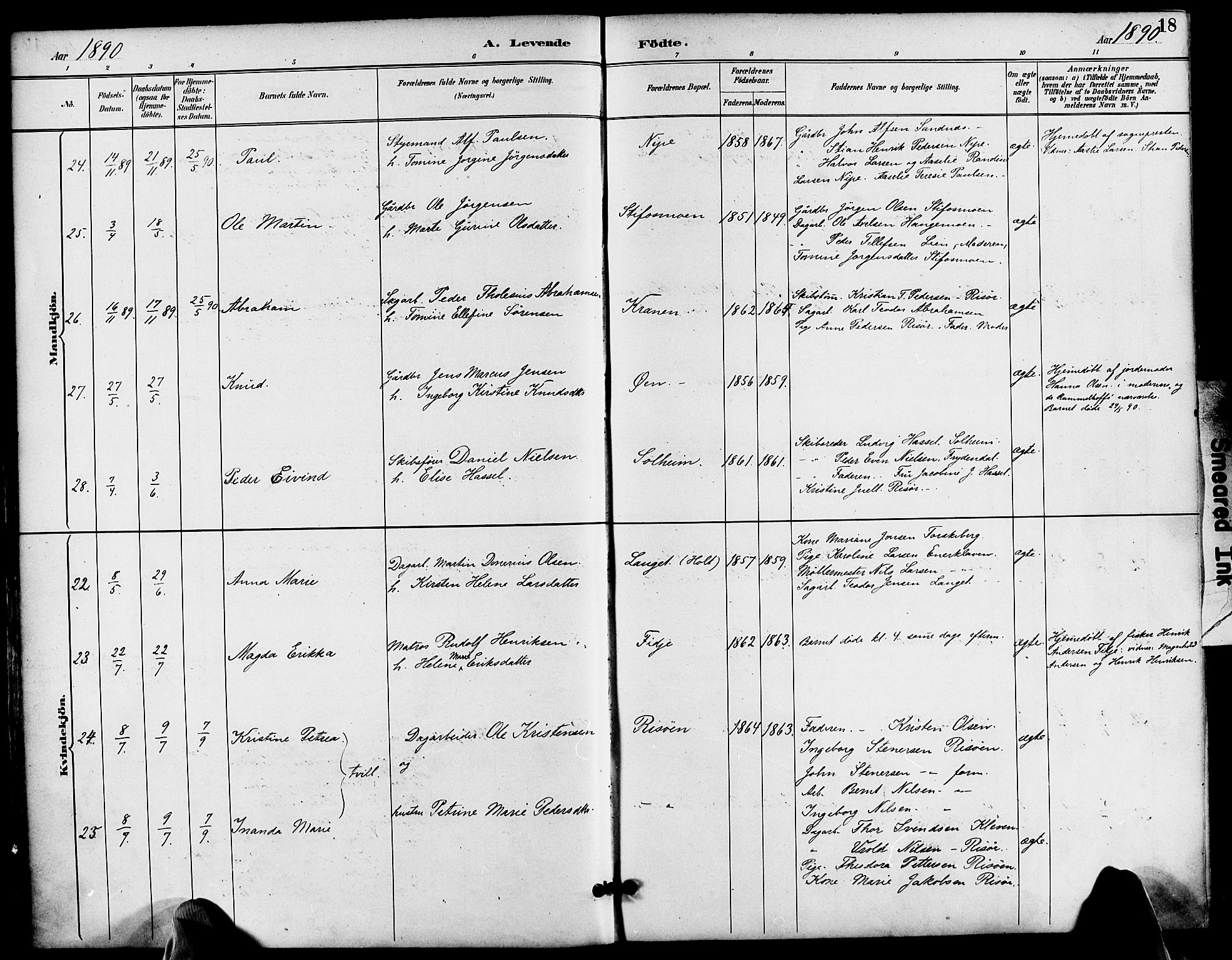 Søndeled sokneprestkontor, AV/SAK-1111-0038/F/Fa/L0005: Ministerialbok nr. A 5, 1889-1899, s. 18