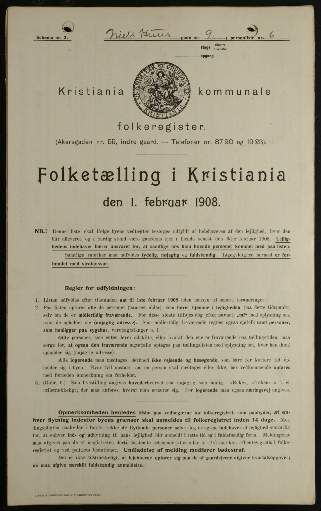 OBA, Kommunal folketelling 1.2.1908 for Kristiania kjøpstad, 1908, s. 63661