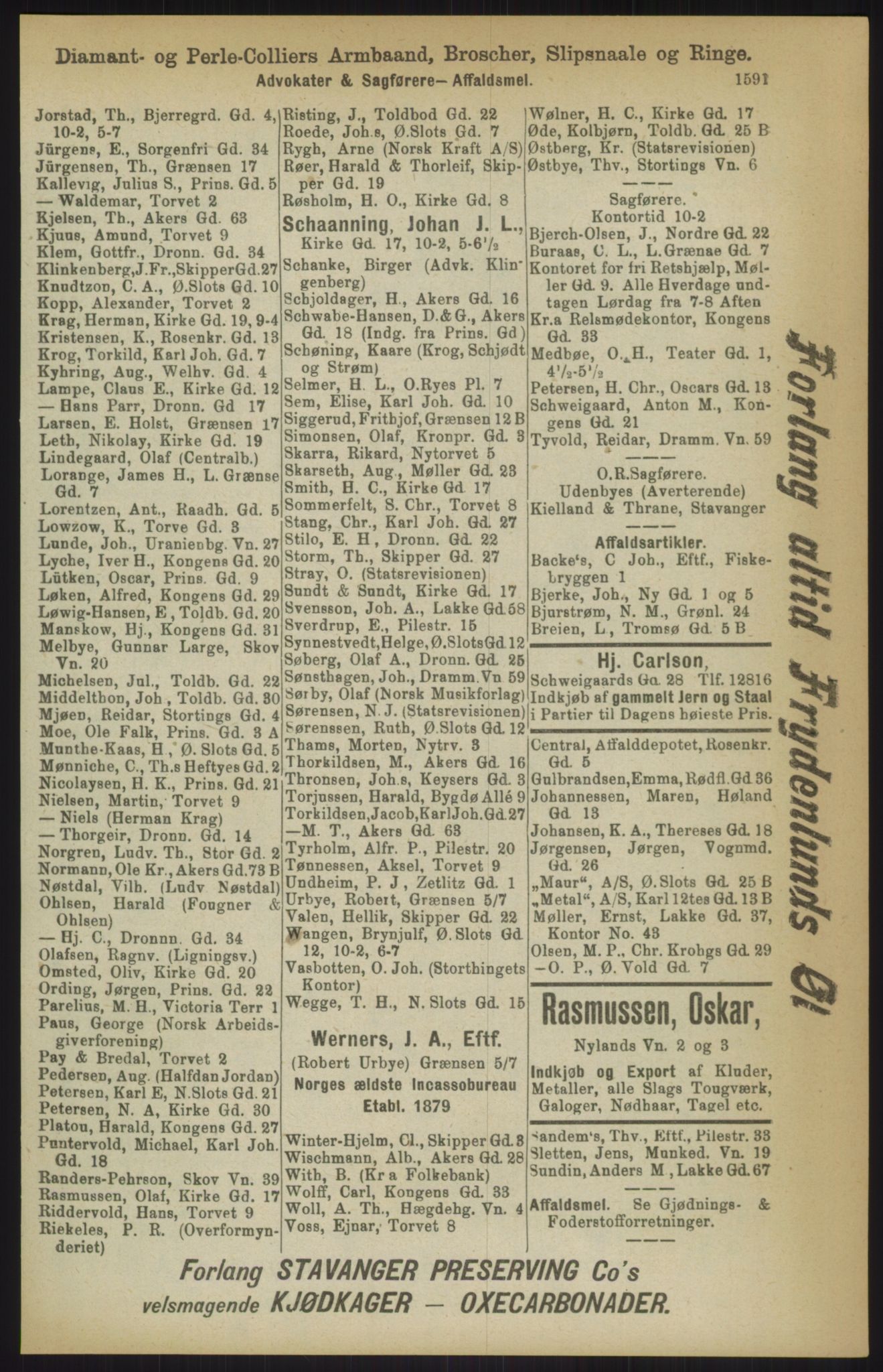 Kristiania/Oslo adressebok, PUBL/-, 1911, s. 1591