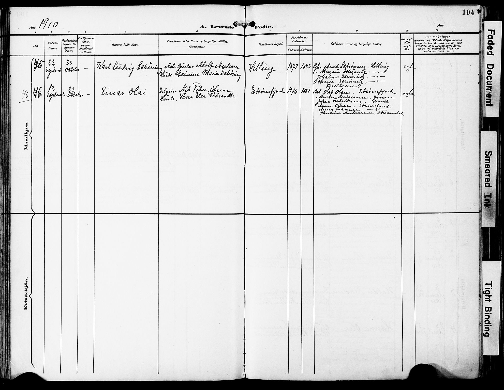 Ministerialprotokoller, klokkerbøker og fødselsregistre - Nordland, AV/SAT-A-1459/859/L0848: Ministerialbok nr. 859A08, 1900-1912, s. 104