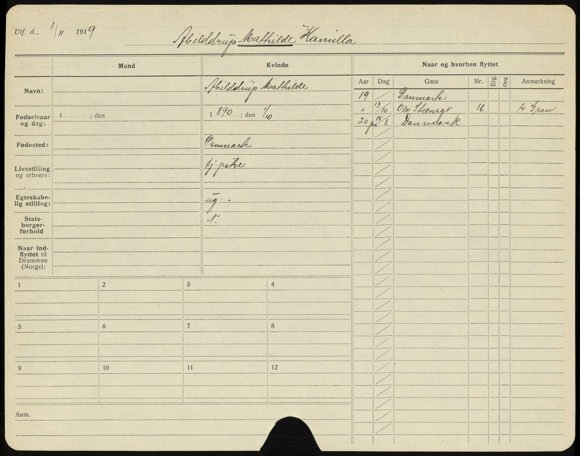 Drammen folkeregister, AV/SAKO-A-136/G/Ga/L0006: Utflyttede, 1920