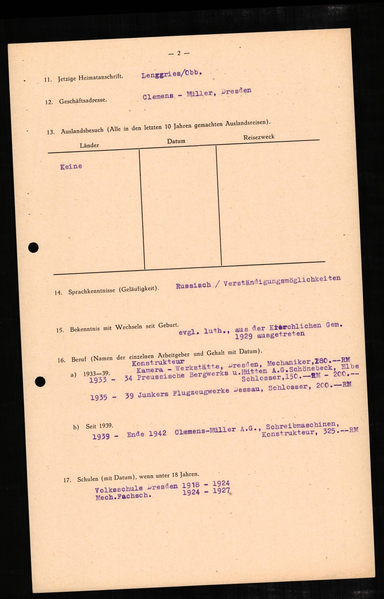 Forsvaret, Forsvarets overkommando II, AV/RA-RAFA-3915/D/Db/L0005: CI Questionaires. Tyske okkupasjonsstyrker i Norge. Tyskere., 1945-1946, s. 67