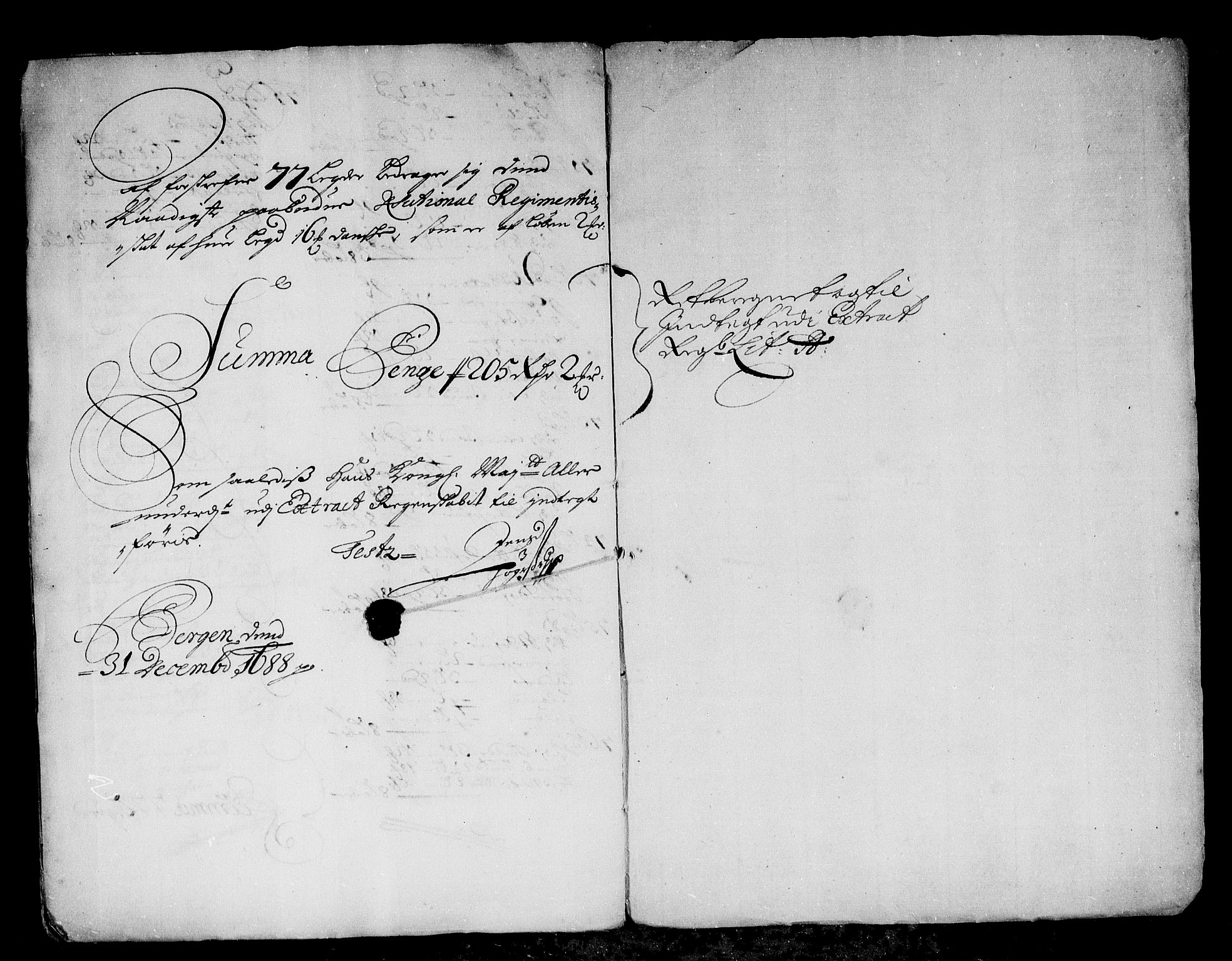 Rentekammeret inntil 1814, Reviderte regnskaper, Stiftamtstueregnskaper, Bergen stiftamt, AV/RA-EA-6043/R/Rc/L0086: Bergen stiftamt, 1688