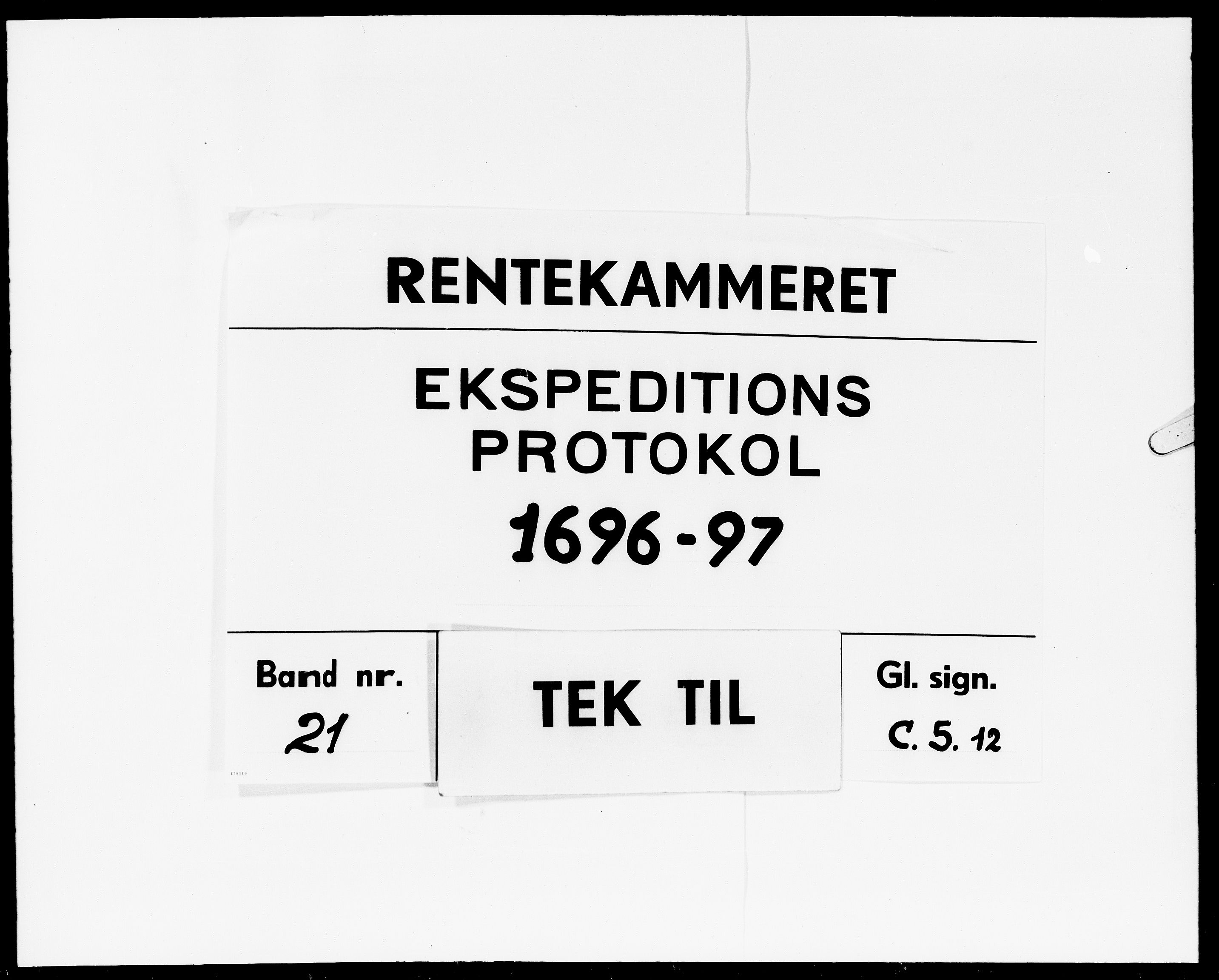 Rentekammeret Skatkammeret, Danske Sekretariat (1660-1679) / Rentekammeret Danske Afdeling, Kammerkancelliet (1679-1771), DRA/A-0007/-/2212-11: Ekspeditionsprotokol, 1696-1697
