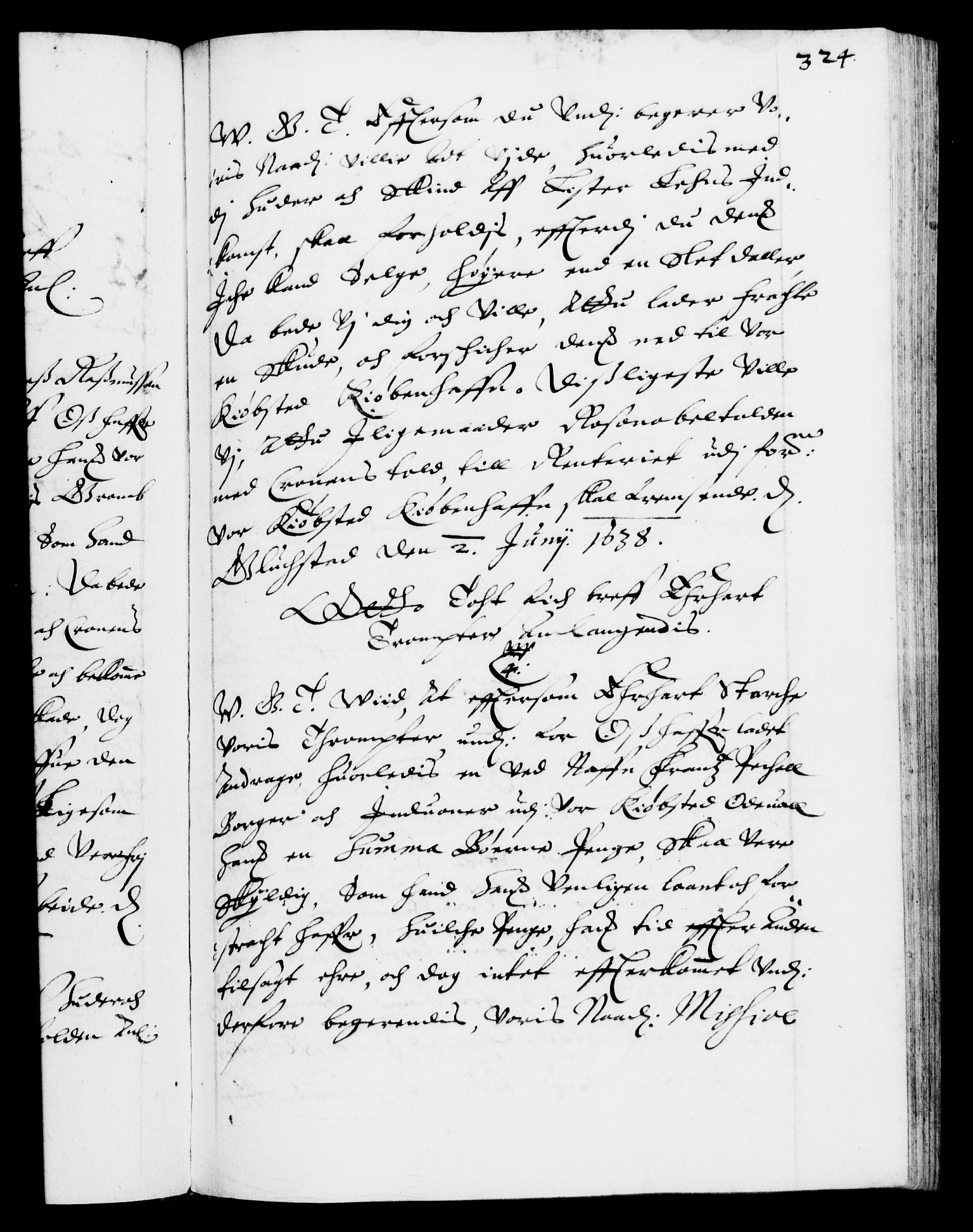 Danske Kanselli 1572-1799, AV/RA-EA-3023/F/Fc/Fca/Fcab/L0006: Norske tegnelser (mikrofilm), 1634-1639, s. 324a