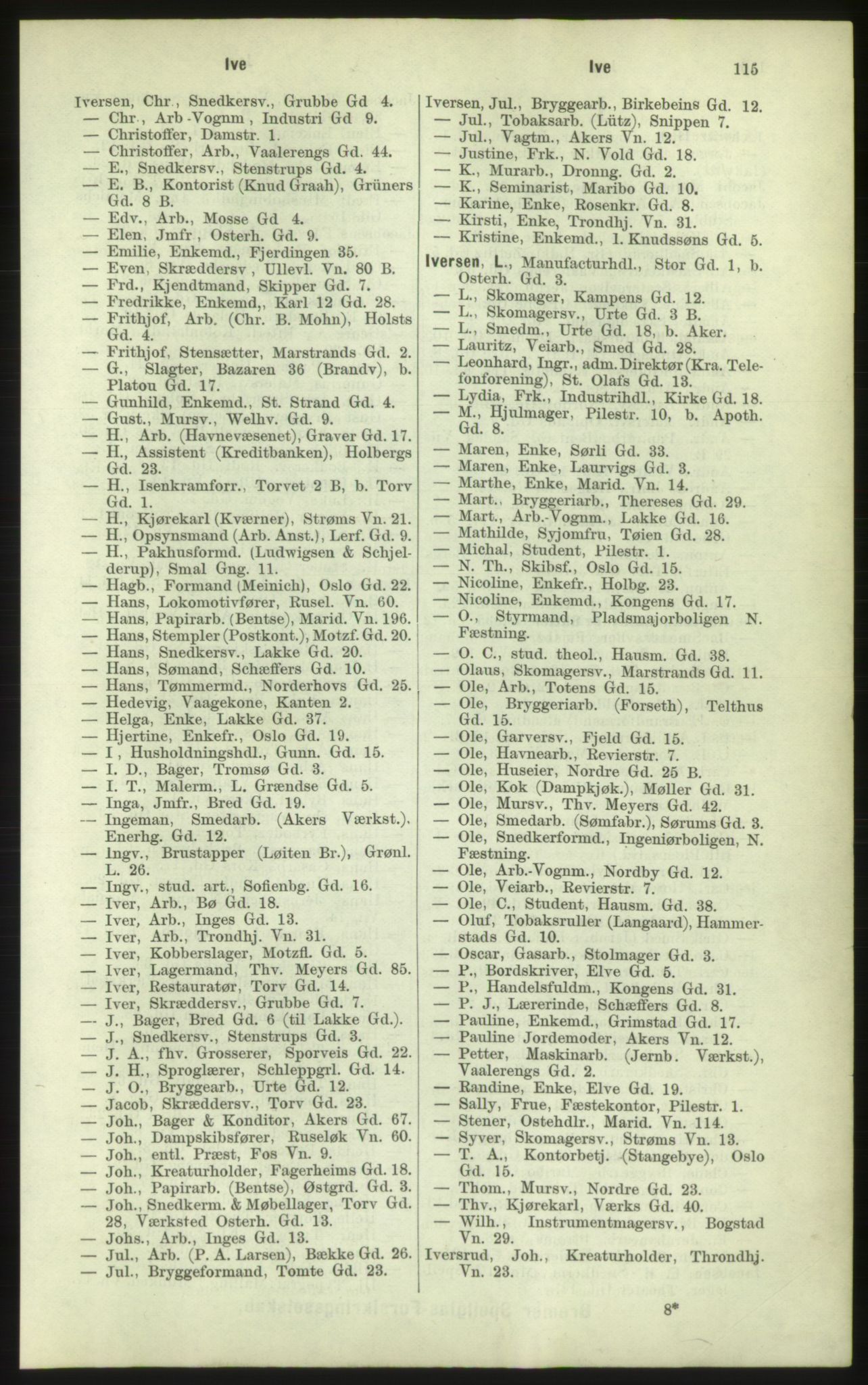 Kristiania/Oslo adressebok, PUBL/-, 1884, s. 115