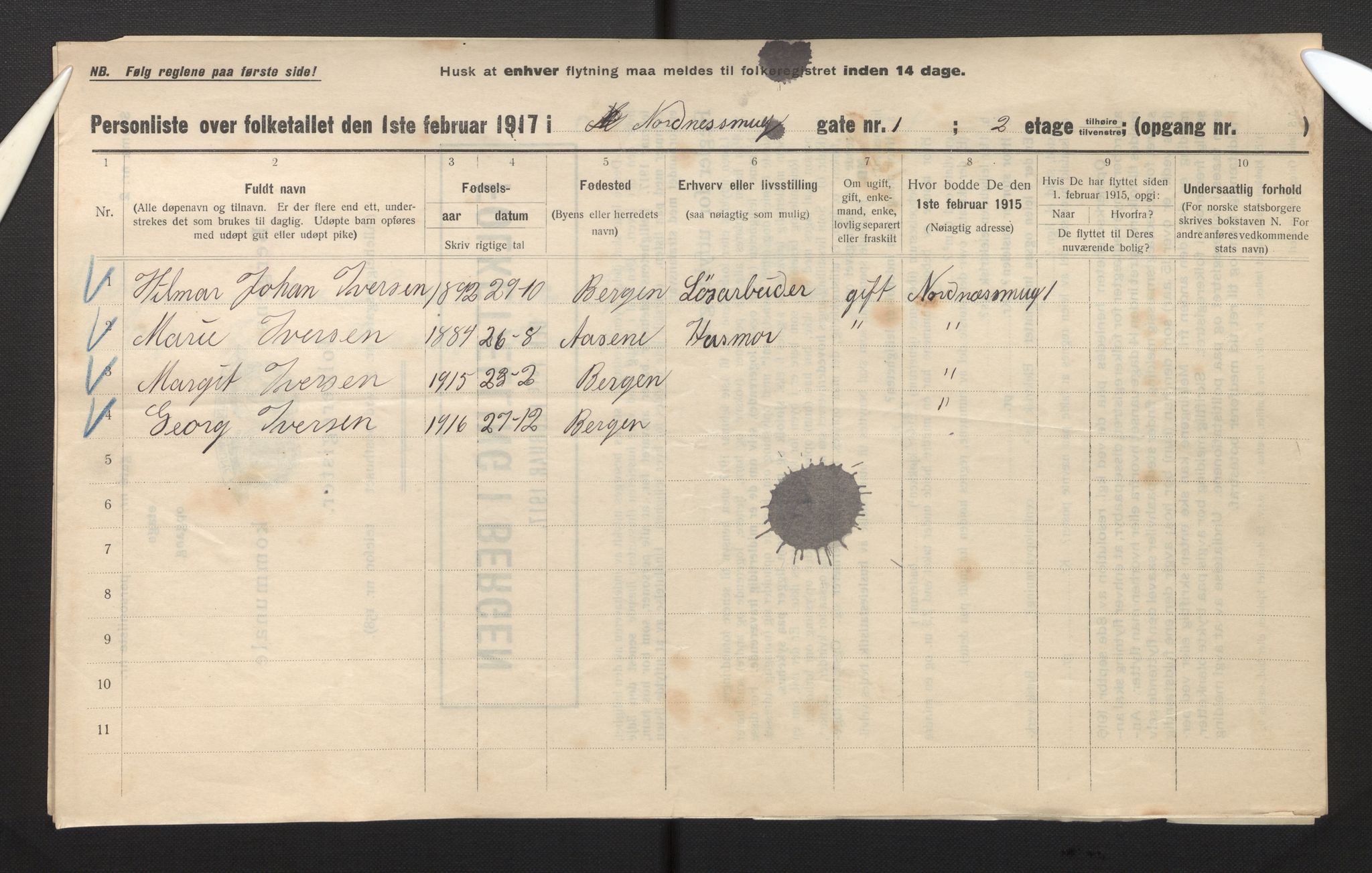 SAB, Kommunal folketelling 1917 for Bergen kjøpstad, 1917, s. 26641