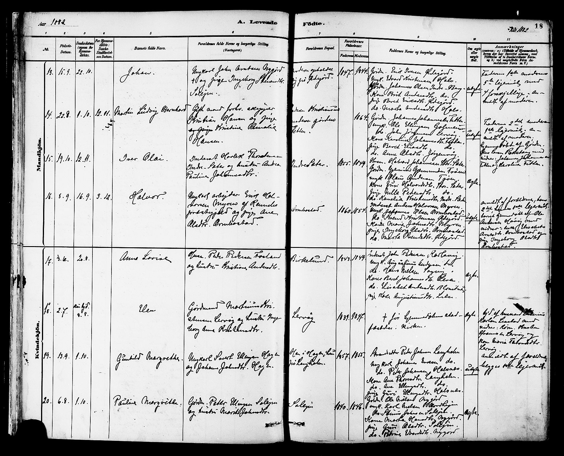 Ministerialprotokoller, klokkerbøker og fødselsregistre - Møre og Romsdal, AV/SAT-A-1454/577/L0896: Ministerialbok nr. 577A03, 1880-1898, s. 18