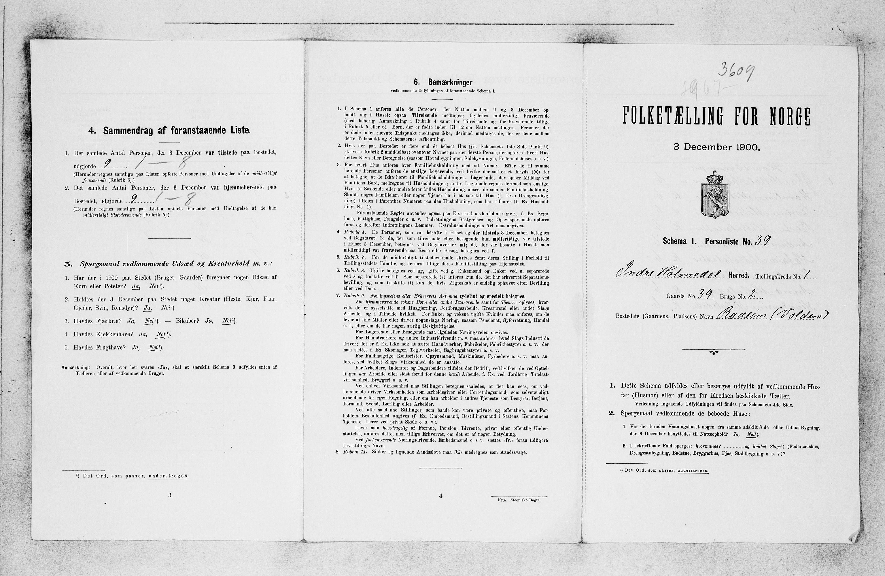SAB, Folketelling 1900 for 1430 Indre Holmedal herred, 1900, s. 32
