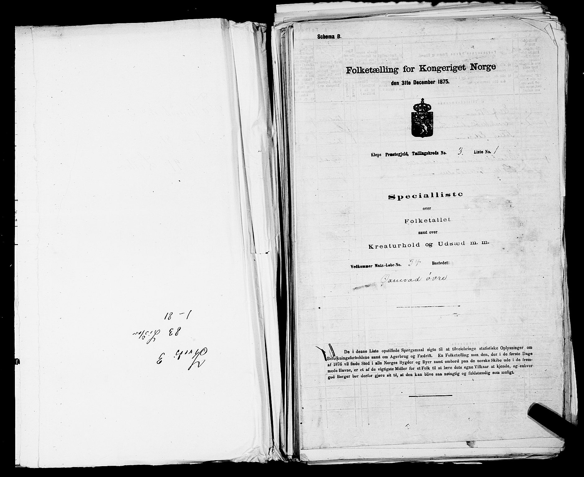 SAST, Folketelling 1875 for 1120P Klepp prestegjeld, 1875, s. 176