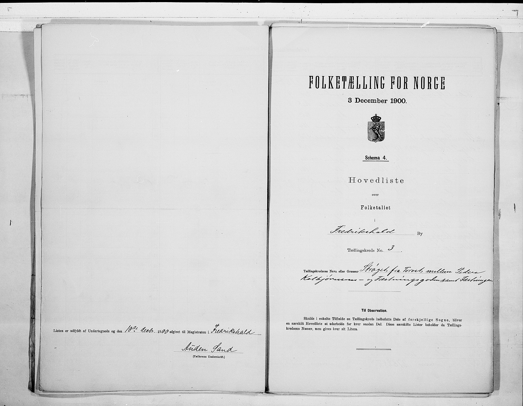 SAO, Folketelling 1900 for 0101 Fredrikshald kjøpstad, 1900, s. 11