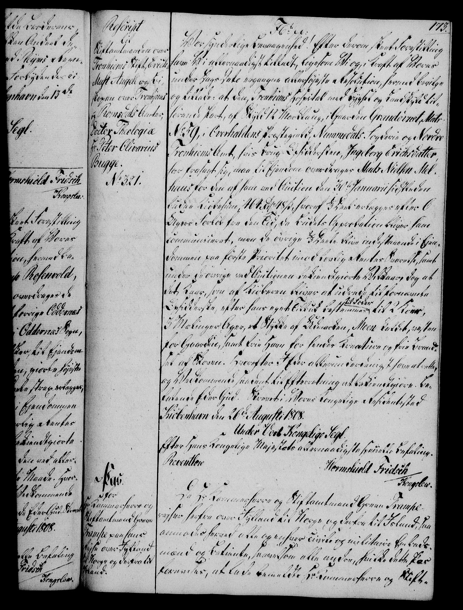 Rentekammeret, Kammerkanselliet, AV/RA-EA-3111/G/Gg/Gga/L0019: Norsk ekspedisjonsprotokoll med register (merket RK 53.19), 1807-1810, s. 173