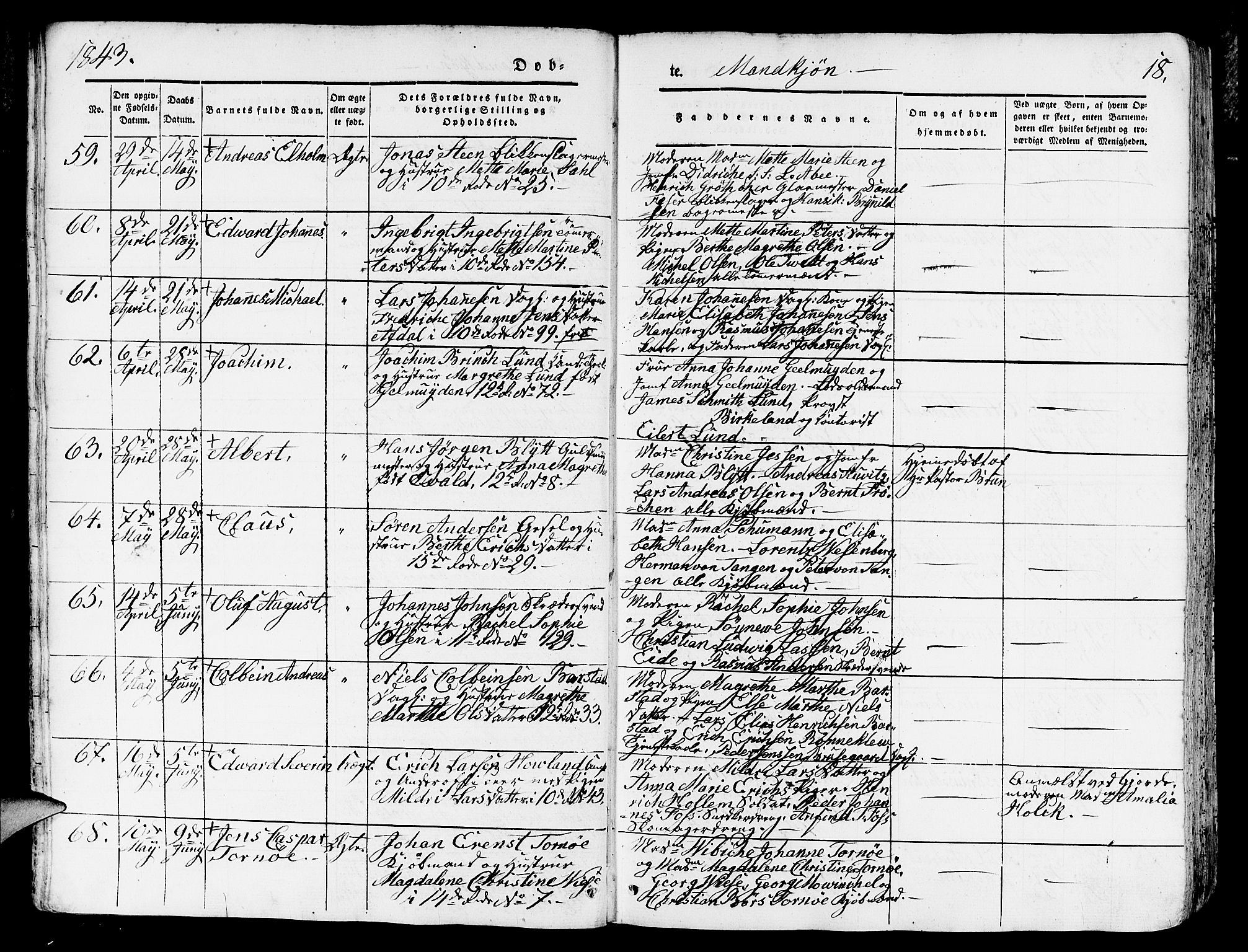 Domkirken sokneprestembete, AV/SAB-A-74801/H/Hab/L0009: Klokkerbok nr. B 2, 1842-1849, s. 18