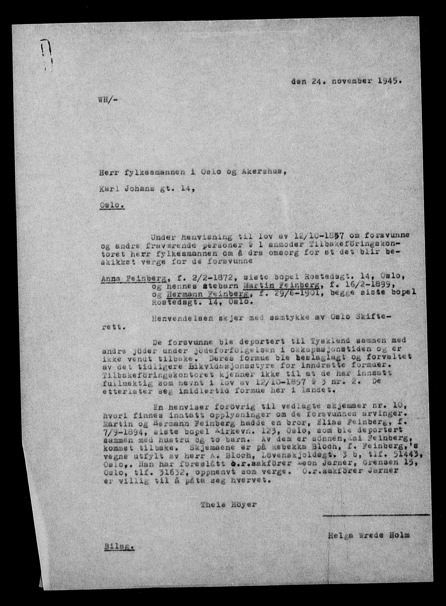 Justisdepartementet, Tilbakeføringskontoret for inndratte formuer, AV/RA-S-1564/H/Hc/Hcc/L0934: --, 1945-1947, s. 155