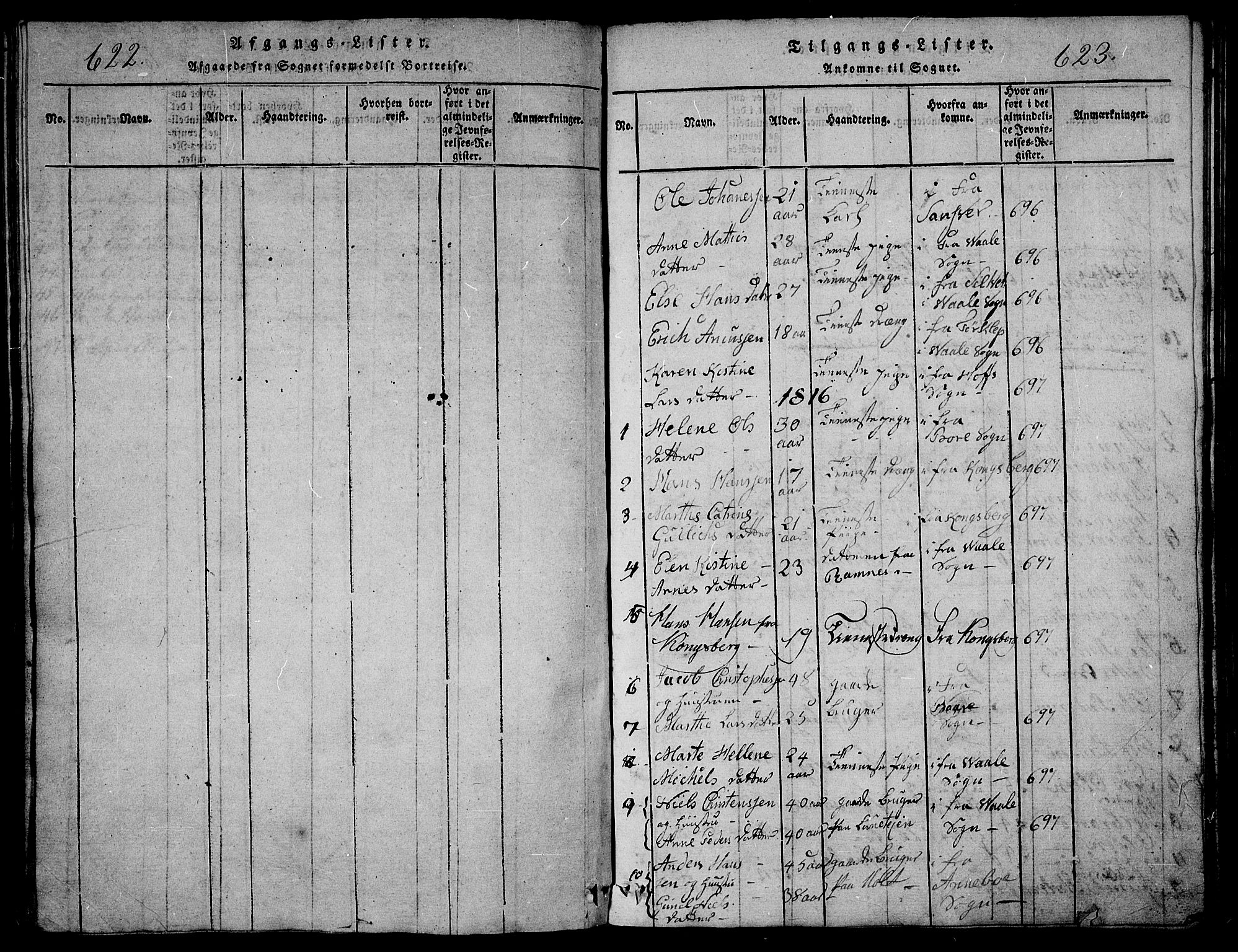 Ramnes kirkebøker, SAKO/A-314/G/Ga/L0001: Klokkerbok nr. I 1, 1813-1847, s. 622-623