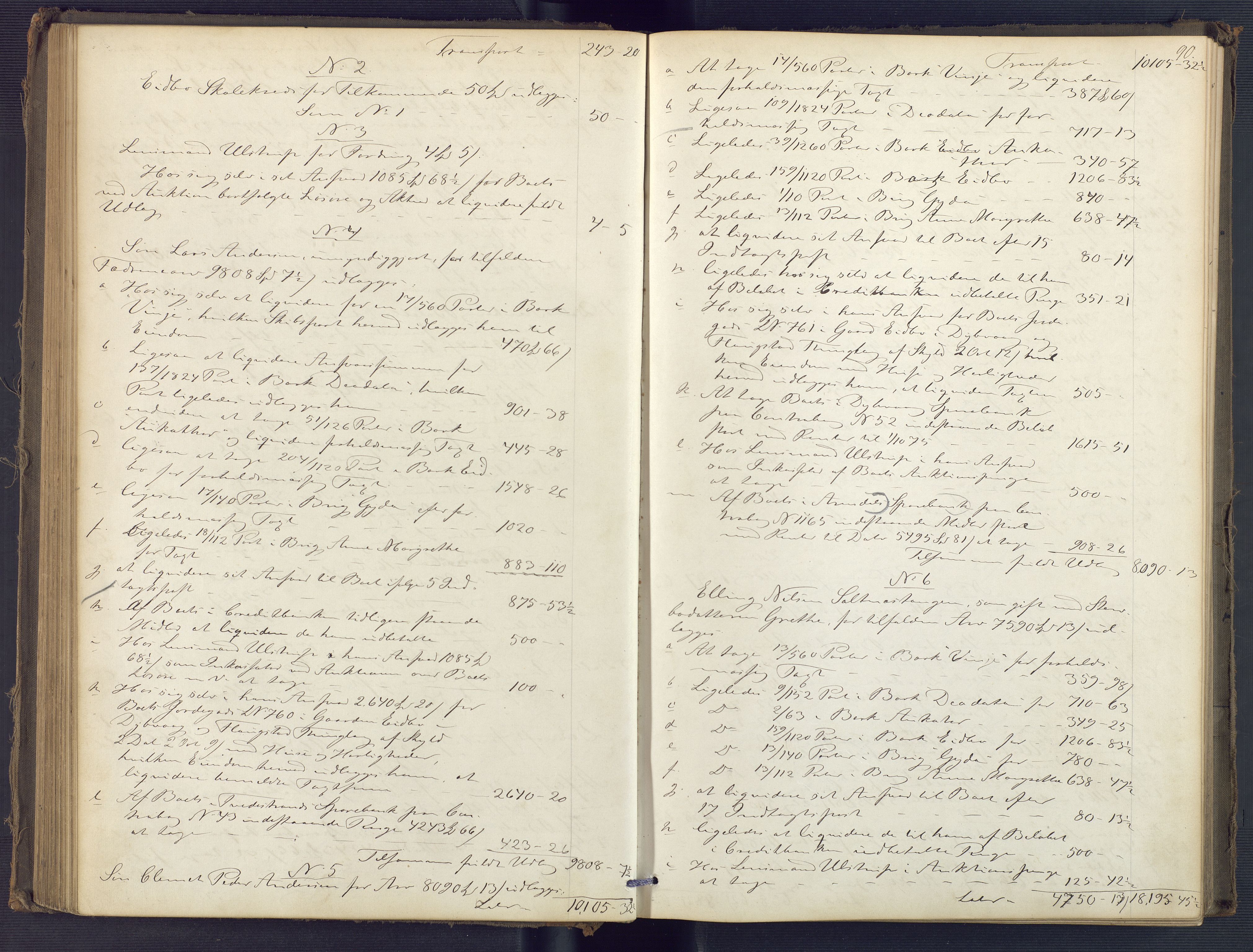Holt sorenskriveri, AV/SAK-1221-0002/H/Hc/L0032: Skifteutlodningsprotokoll nr. 7, 1874-1879, s. 89b-90a