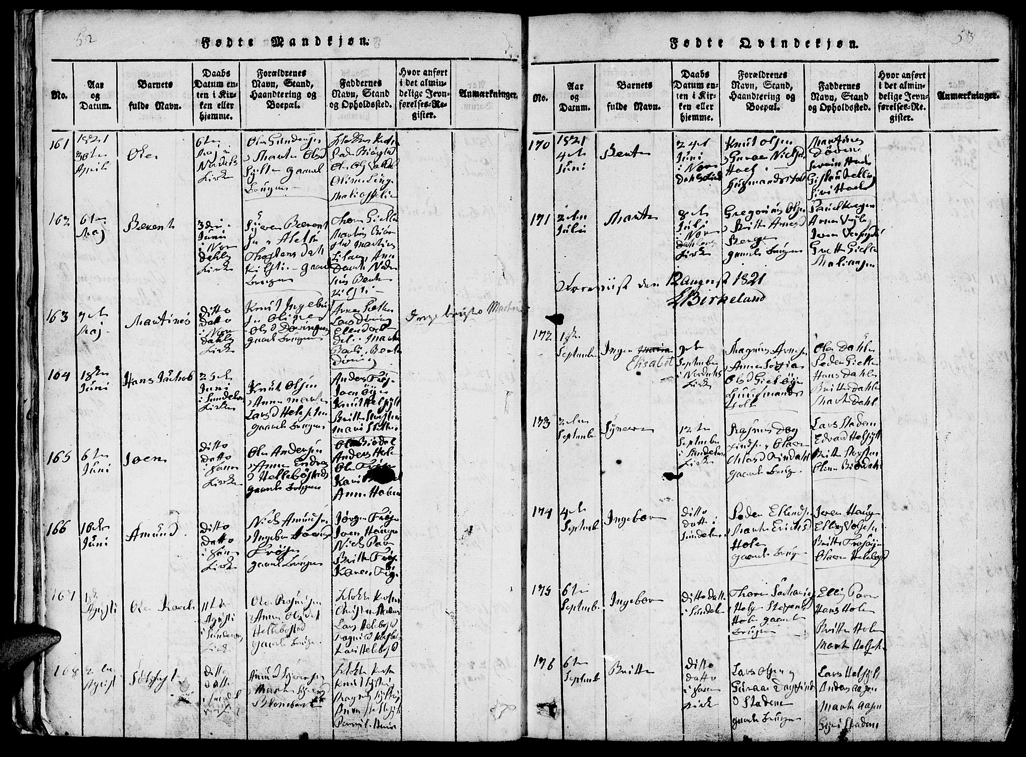 Ministerialprotokoller, klokkerbøker og fødselsregistre - Møre og Romsdal, AV/SAT-A-1454/519/L0260: Klokkerbok nr. 519C01, 1817-1829, s. 52-53