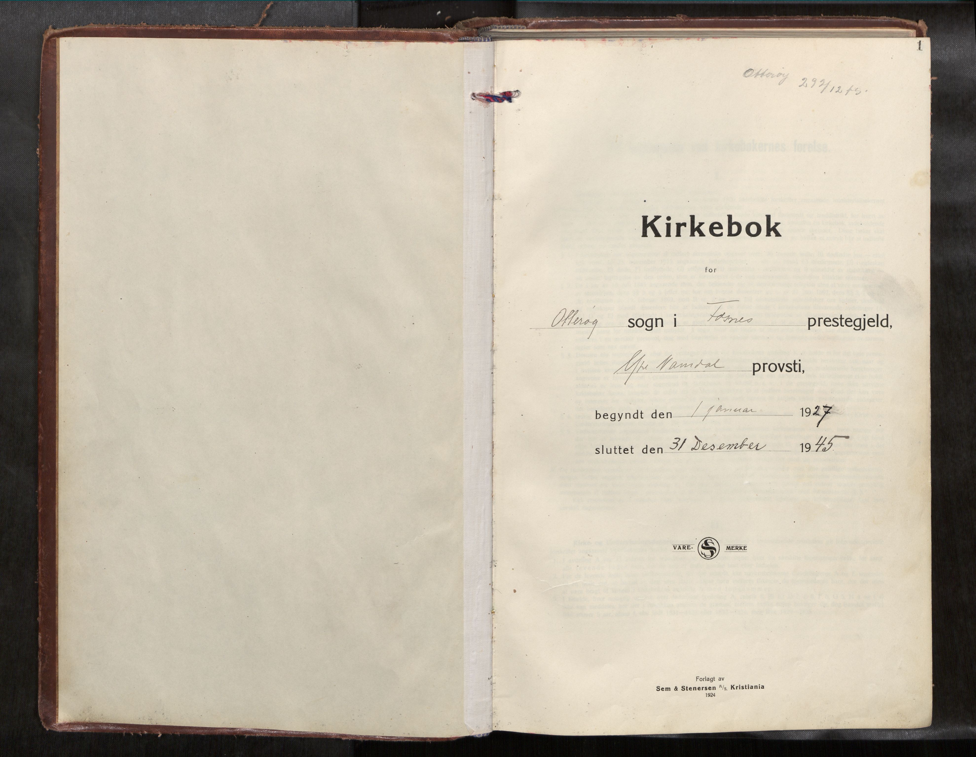 Ministerialprotokoller, klokkerbøker og fødselsregistre - Nord-Trøndelag, SAT/A-1458/774/L0629a: Ministerialbok nr. 774A04, 1927-1945, s. 1