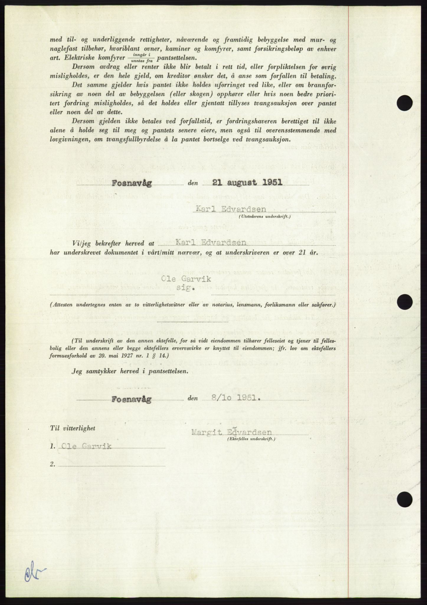 Søre Sunnmøre sorenskriveri, AV/SAT-A-4122/1/2/2C/L0120: Pantebok nr. 8B, 1951-1951, Dagboknr: 2018/1951