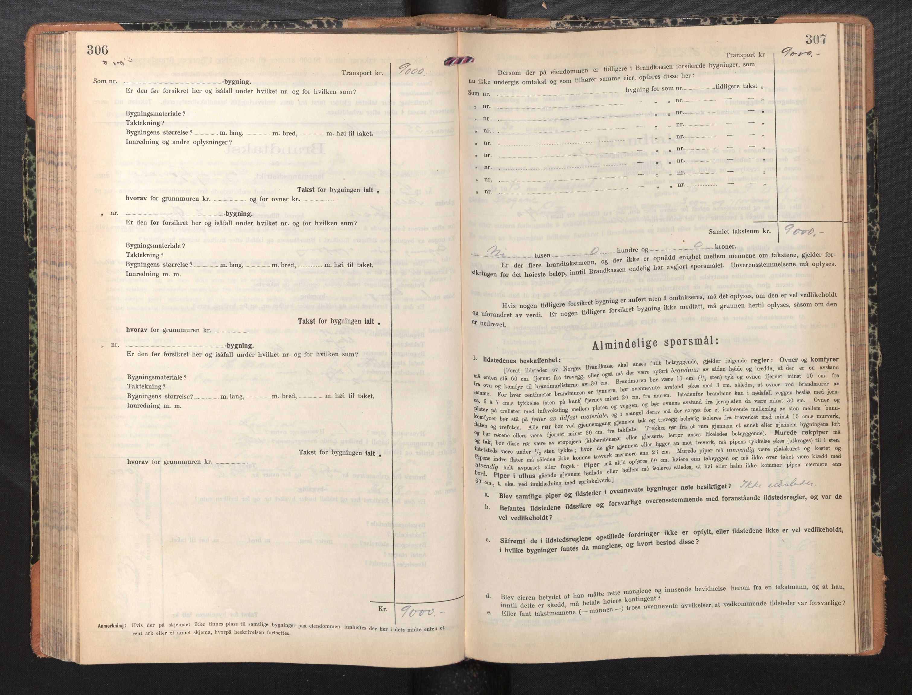 Lensmannen i Luster, AV/SAB-A-29301/0012/L0008: Branntakstprotokoll, skjematakst, 1935-1949, s. 306-307