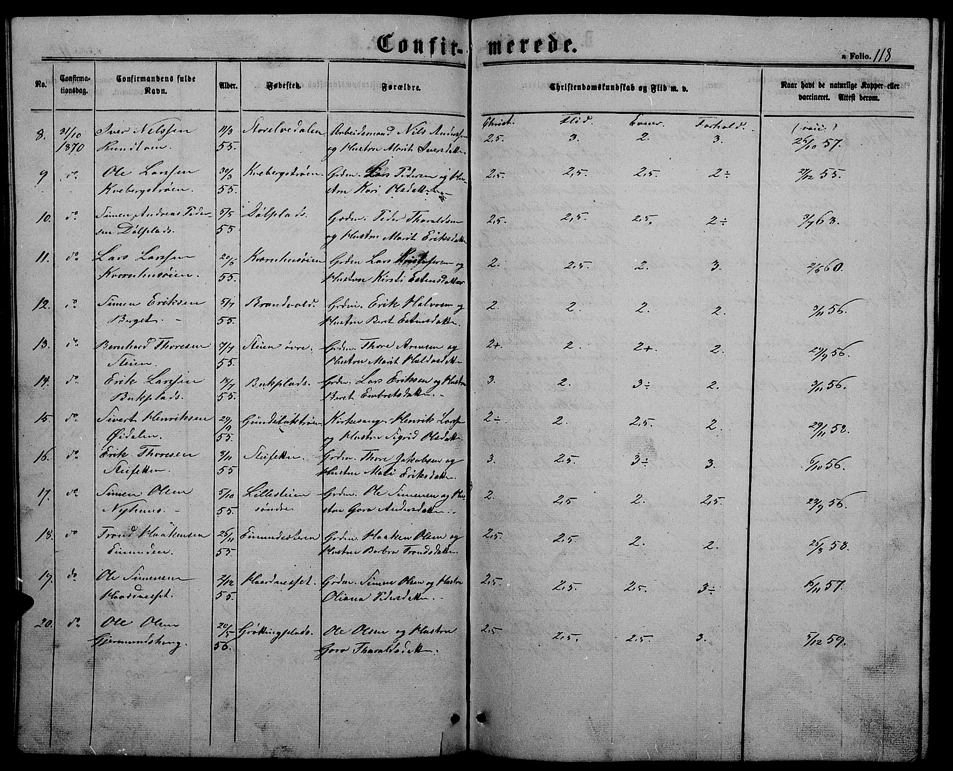 Alvdal prestekontor, AV/SAH-PREST-060/H/Ha/Hab/L0002: Klokkerbok nr. 2, 1863-1878, s. 118
