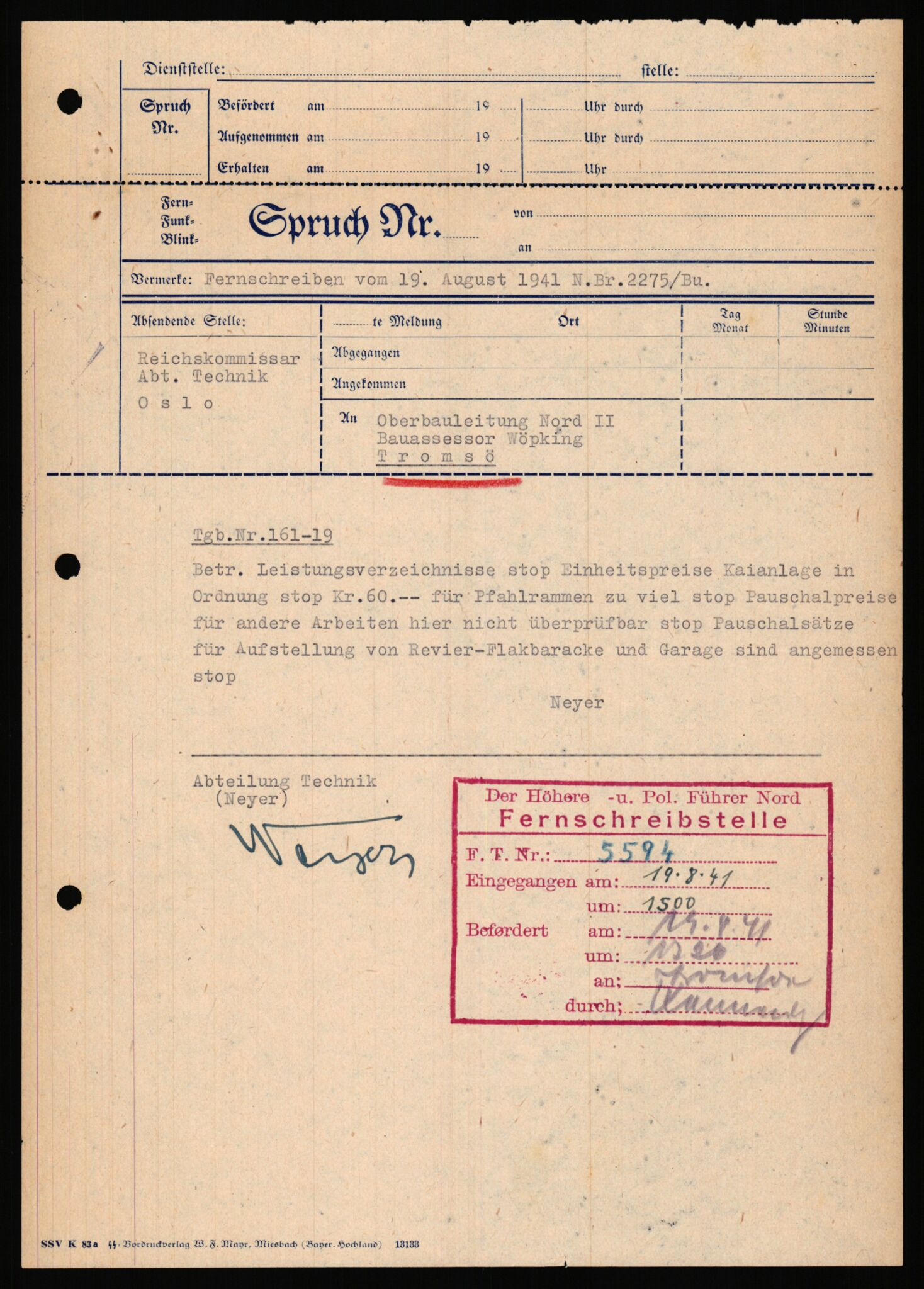 Tyske arkiver, Organisation Todt (OT), Einsatzgruppe Wiking, AV/RA-RAFA-2188/2/B/Bb/L0006: Korrespondanse med Kriegsmarine, 1940-1941, s. 533