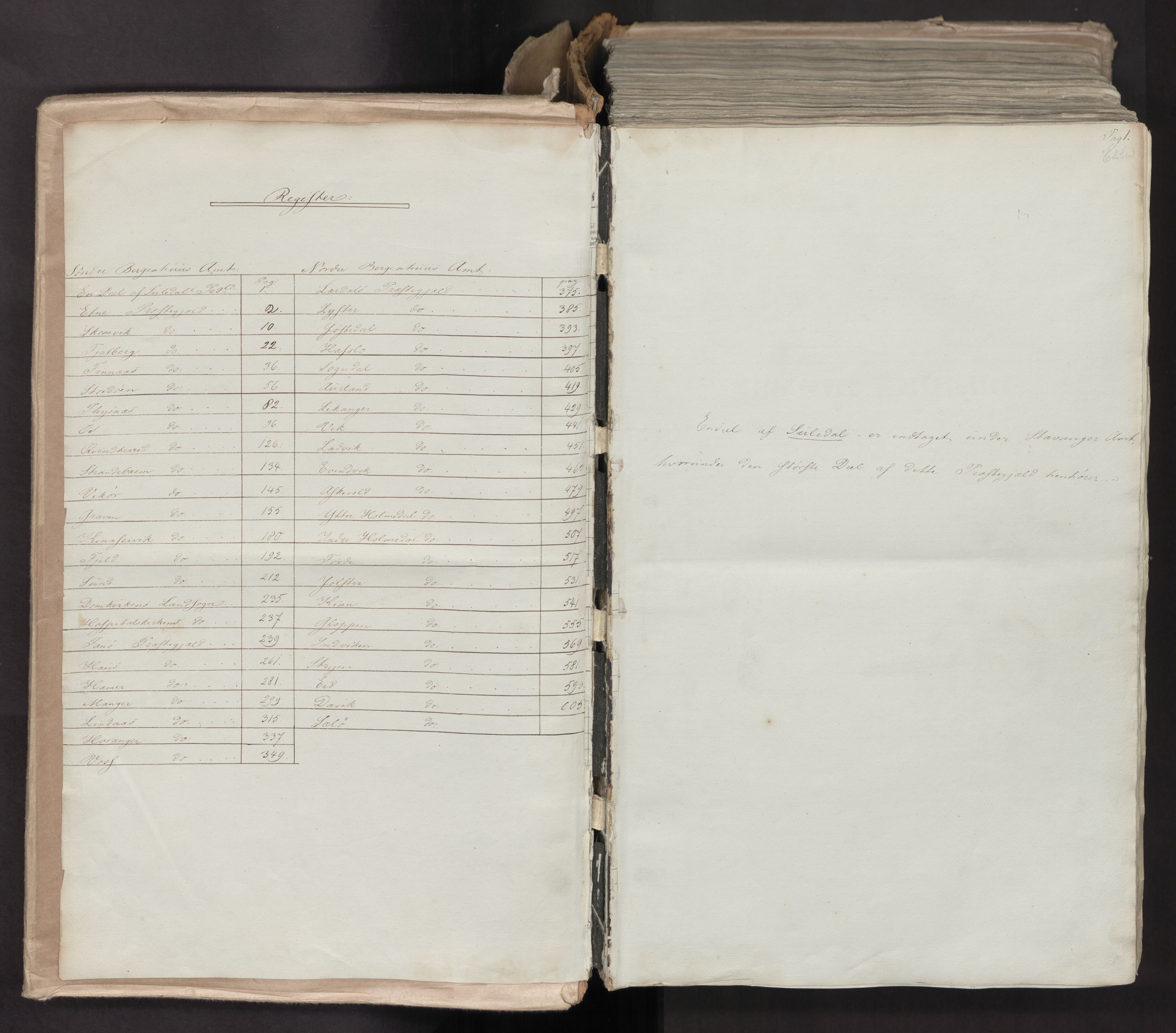 RA, Folketellingen 1845, bind 7: Søndre Bergenhus amt og Nordre Bergenhus amt, 1845, s. 1