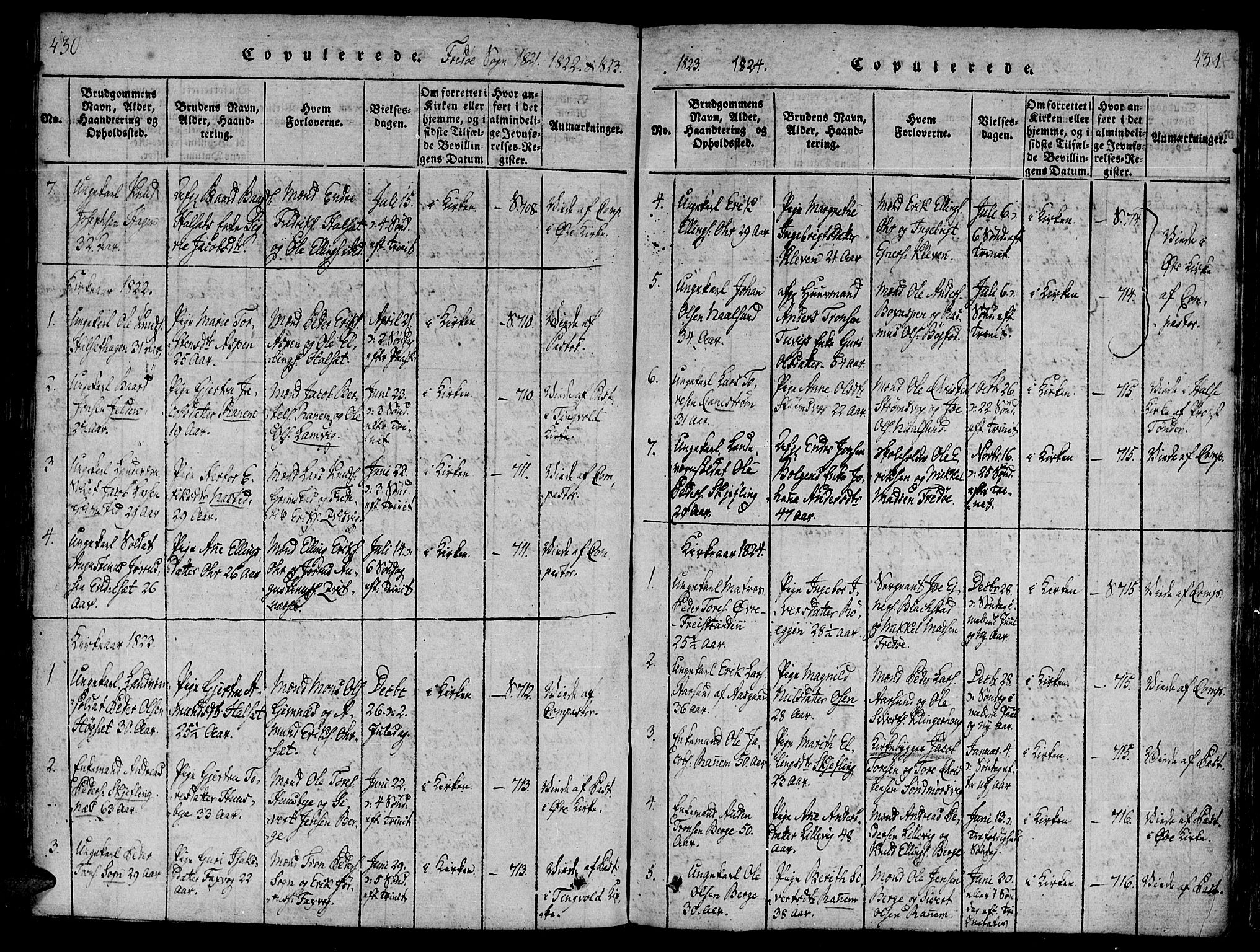 Ministerialprotokoller, klokkerbøker og fødselsregistre - Møre og Romsdal, AV/SAT-A-1454/586/L0982: Ministerialbok nr. 586A08, 1819-1829, s. 430-431