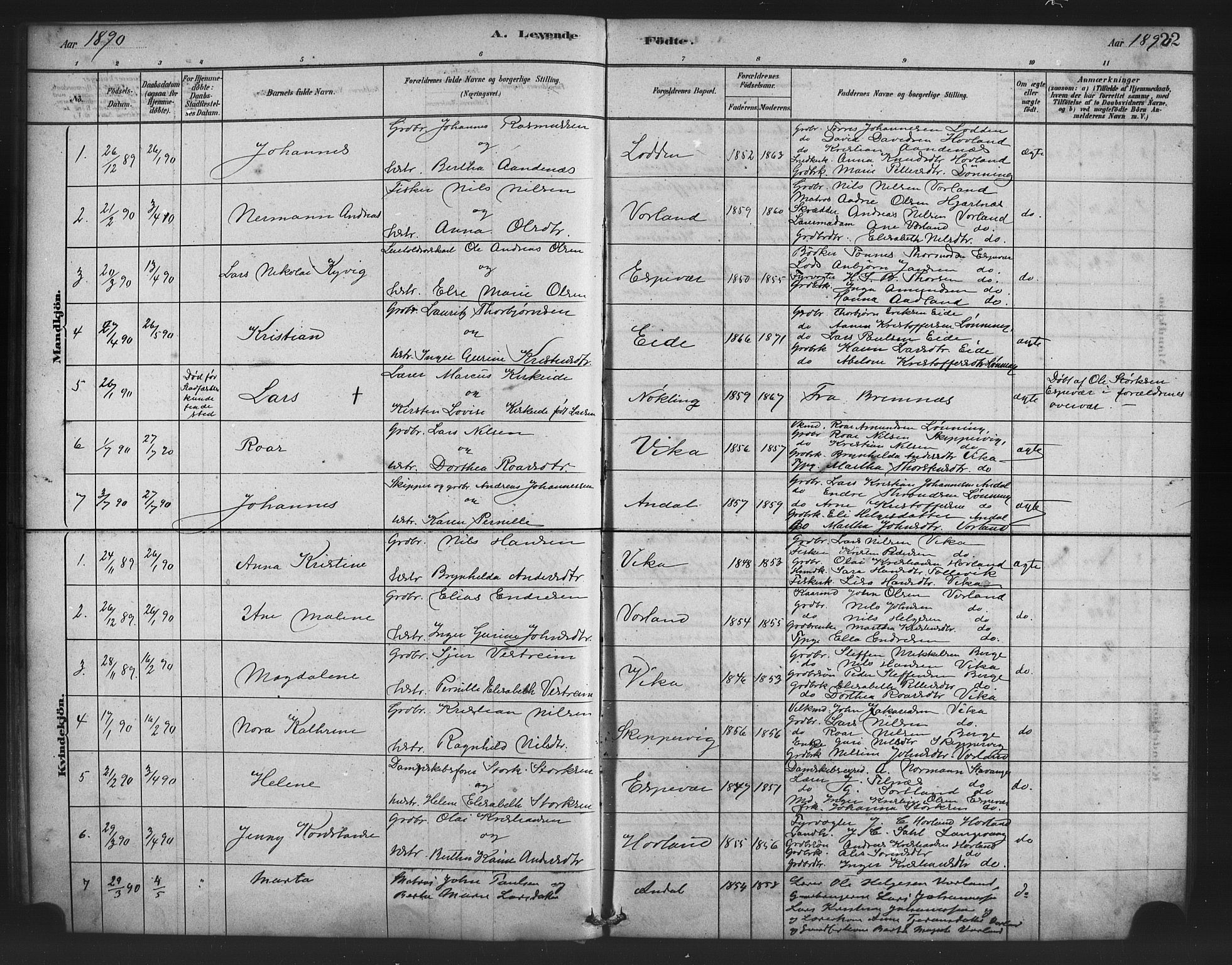 Finnås sokneprestembete, AV/SAB-A-99925/H/Ha/Haa/Haad/L0001: Ministerialbok nr. D 1, 1880-1894, s. 22