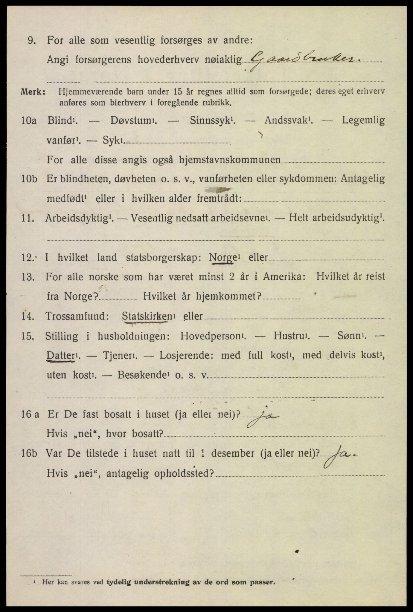 SAK, Folketelling 1920 for 1020 Holum herred, 1920, s. 2626