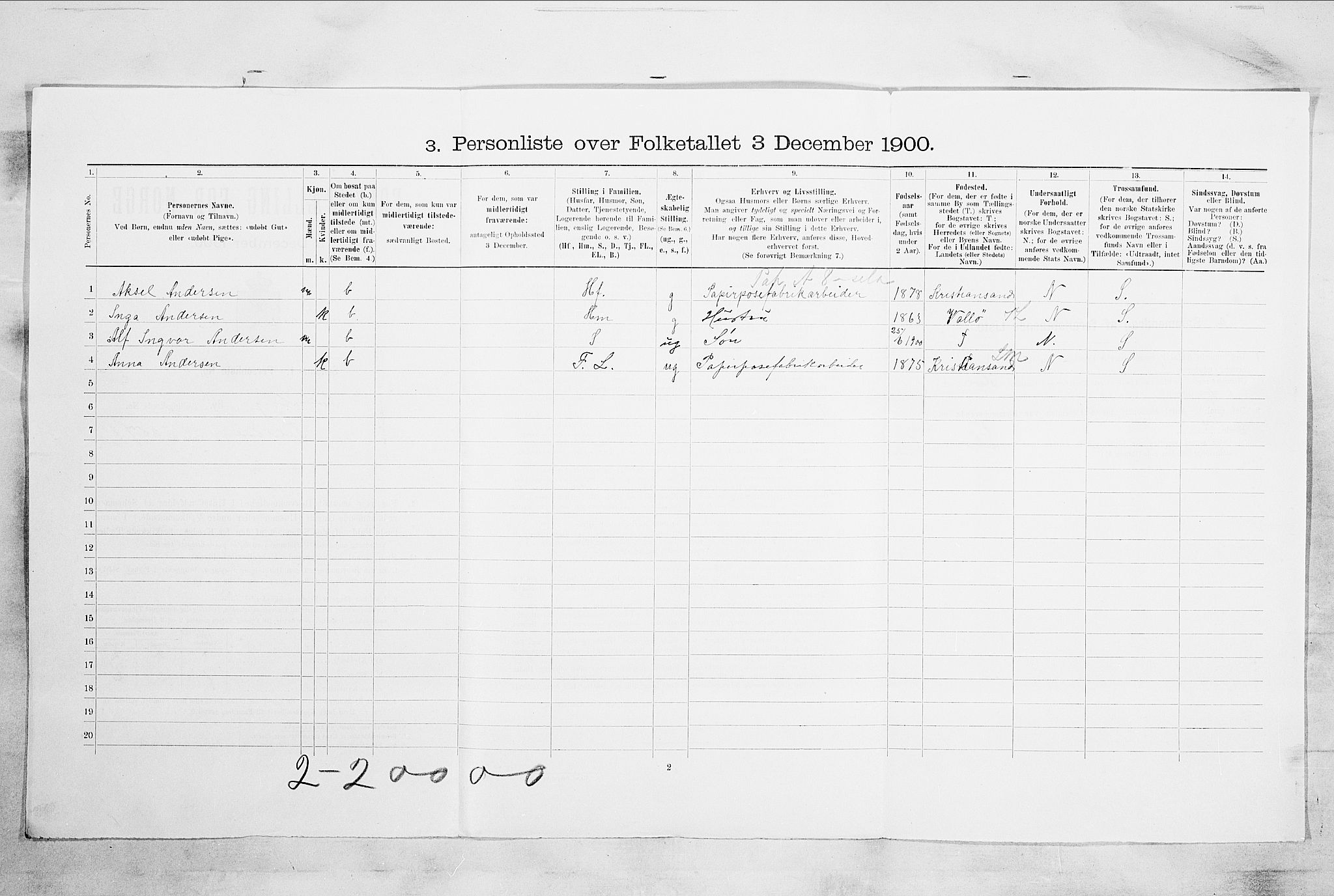 RA, Folketelling 1900 for 0705 Tønsberg kjøpstad, 1900, s. 3018