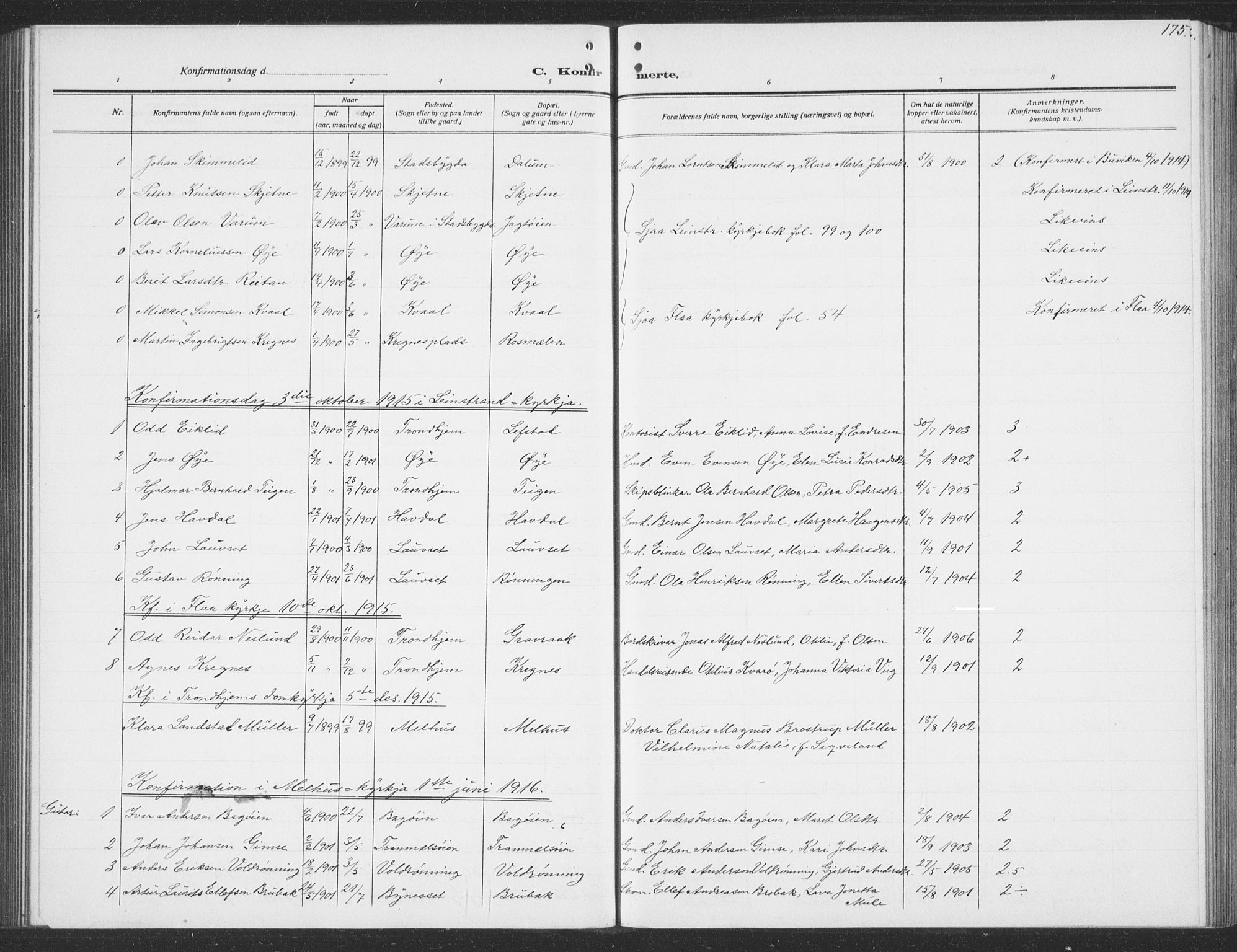 Ministerialprotokoller, klokkerbøker og fødselsregistre - Sør-Trøndelag, AV/SAT-A-1456/691/L1095: Klokkerbok nr. 691C06, 1912-1933, s. 175